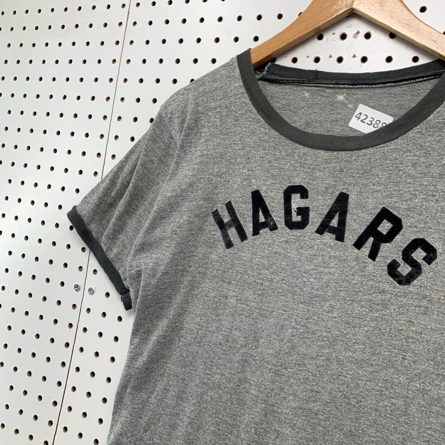 Haggar VINTAGE Hagar T-Shirt Mens Large Gray Short Sleeve Ringer Tee Made USA 70s Size US L / EU 52-54 / 3 - 3 Thumbnail
