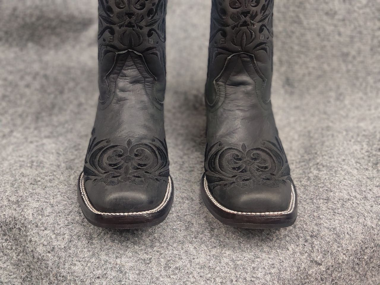 Sancho Boots Circle G Cowboy Western Black Leather Boots Vintage Shoes Size US 9 / IT 39 - 5 Thumbnail