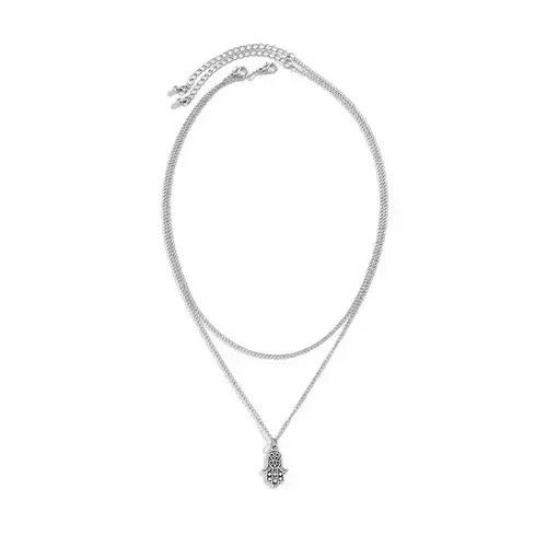 Jewelry Layered Chains with Hand Pendant Necklace Men Size ONE SIZE - 4 Thumbnail