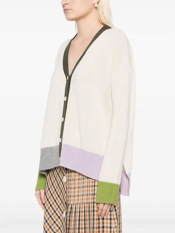 Marni o1w1db11125 Colour-Block Cashmere Cardigan in Ivory/White Size S / US 4 / IT 40 - 2 Thumbnail
