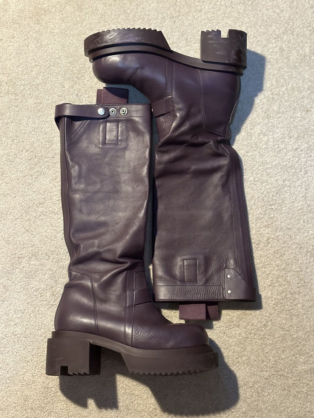 Rick Owens PULL ON BOGUN BOOTS サイズ44 Rick Owens Pull On Bogun leather knee-high boots Rick Owens