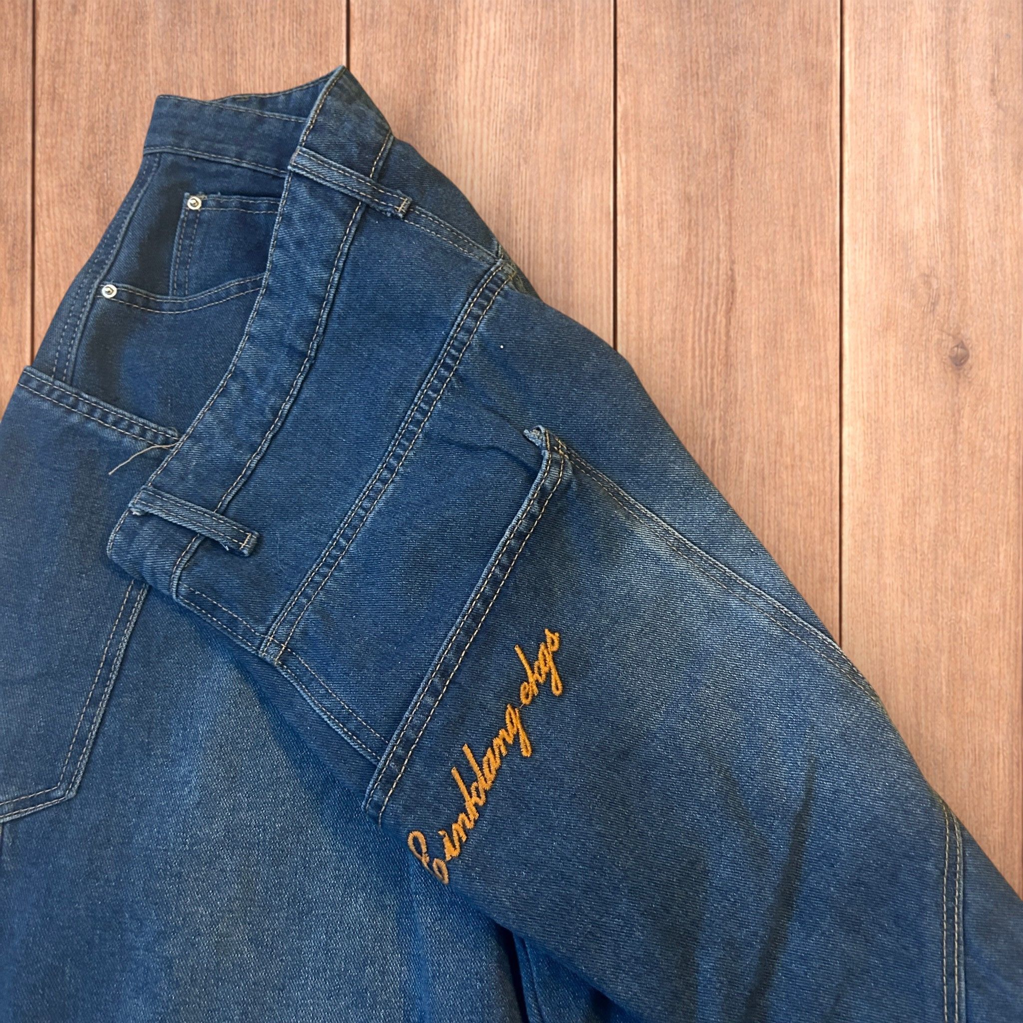 Japanese Brand Vintage style baggy wide leg skater fit jeans in mid blue. Size US 36 / EU 52 - 5 Thumbnail