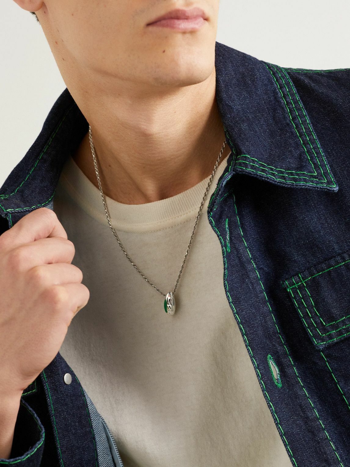 Bottega Veneta BOTTEGA VENETA Trio silver & green pendant necklace q Size ONE SIZE - 2 Thumbnail