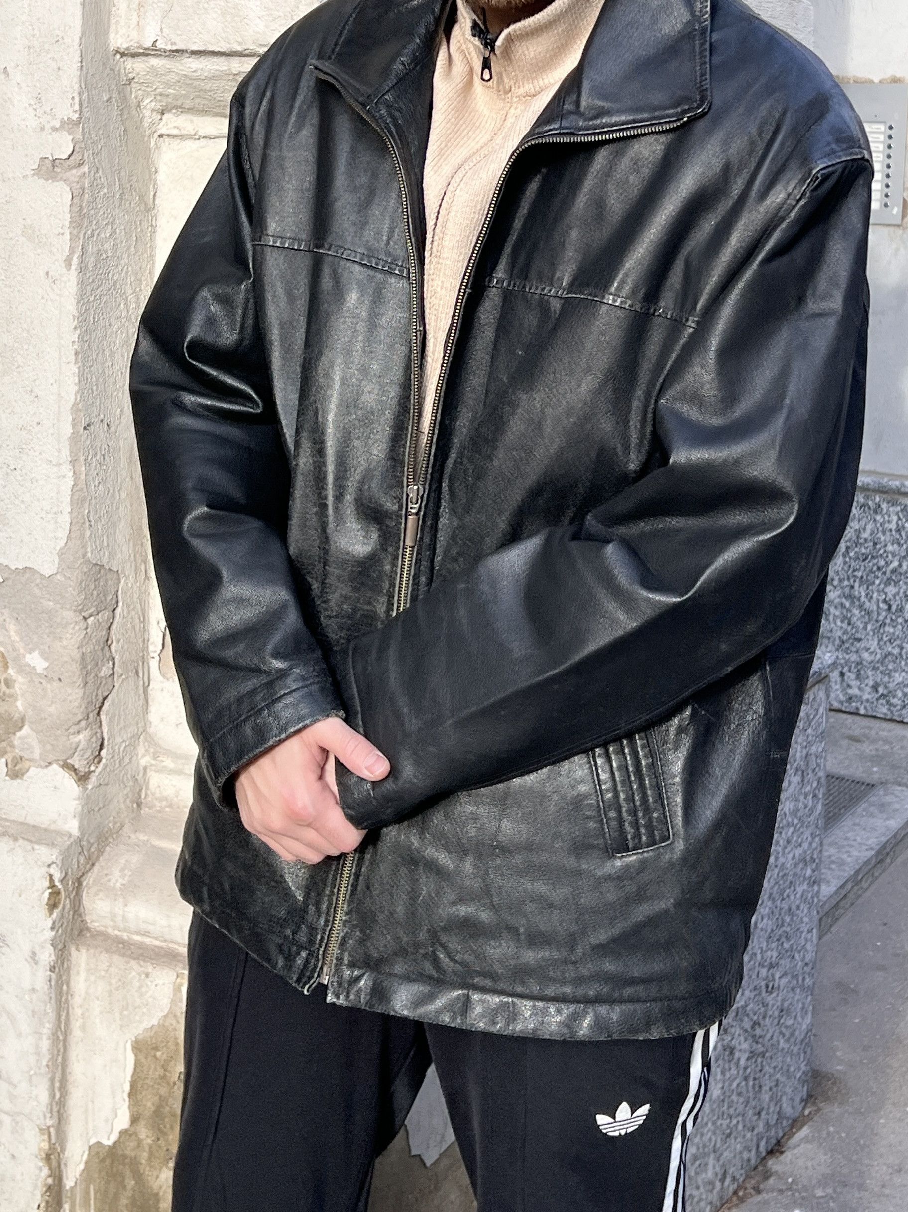 14th Addiction Winter Vintage 00s leather long coat jacket 2in1 vest fleece Size US XL / EU 56 / 4 - 3 Thumbnail