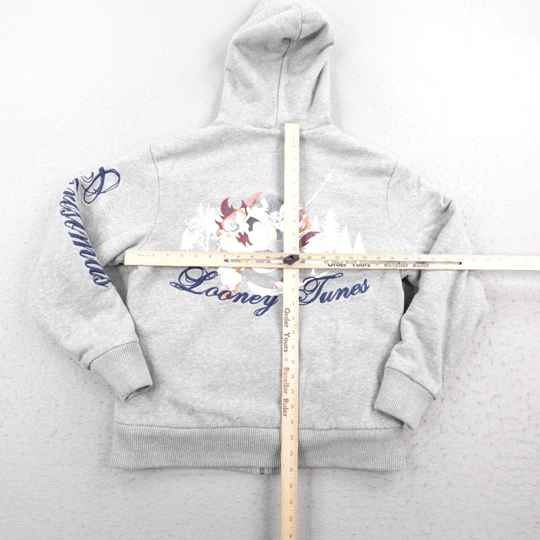 Vintage Looney Tunes Hoodie Mens XL Gray Taz Ski Zip Reversible Fleece Jacket Sweatshirt Cartoon Christmas Holiday Outdoor Size US XL / EU 56 / 4 - 7 Thumbnail