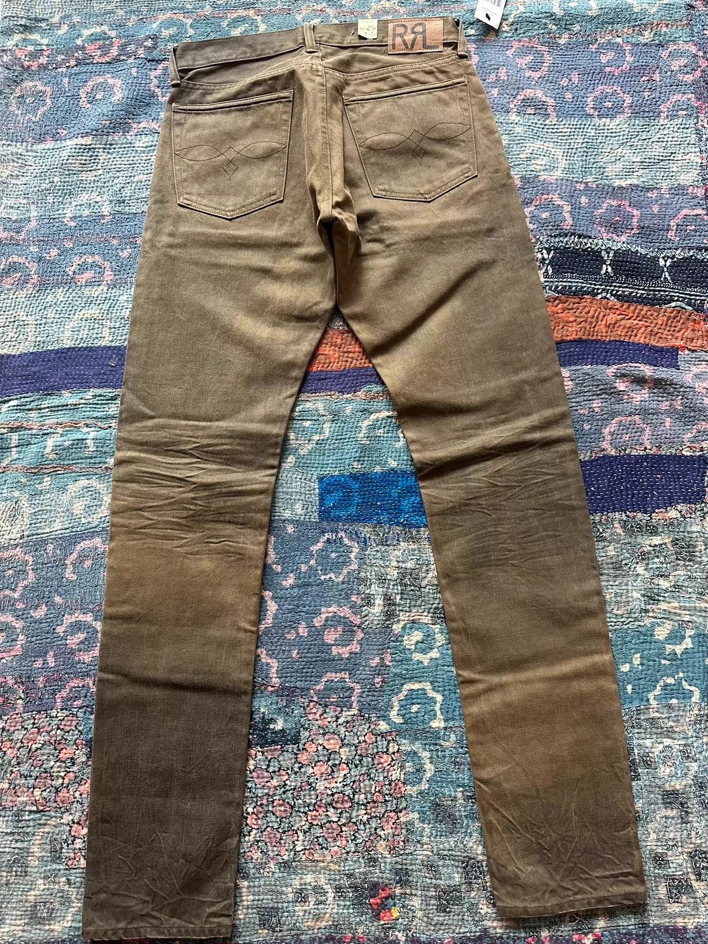 RRL Ralph Lauren RRL Mud Dyed Distressed Slim Fit Jeans 31×34 Size US 31 - 2 Thumbnail
