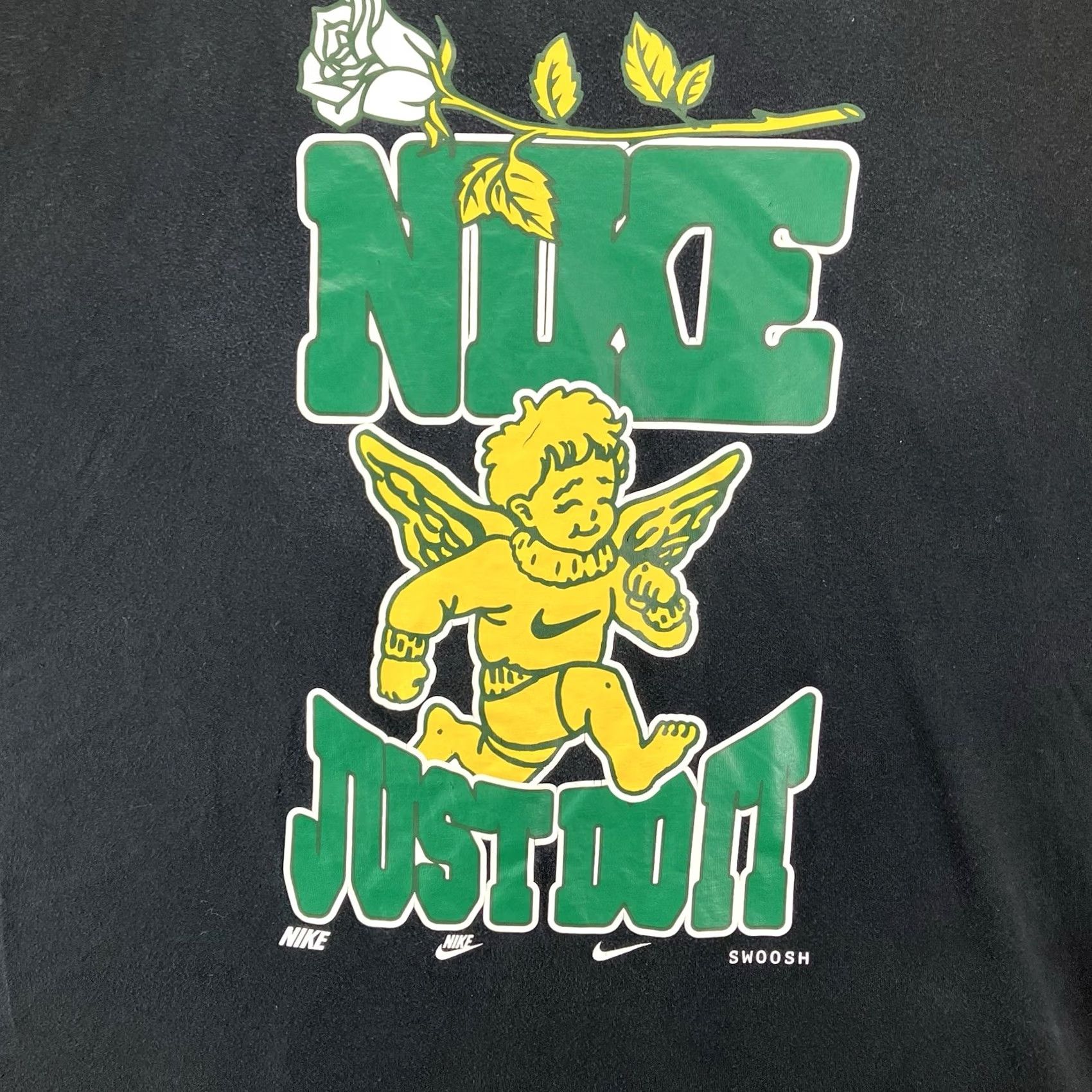 Nike Nike Cupid Loose Fit T Shirt 2XL Black Cotton Crew Short Sleeve Logo Graphic Print Retro Swoosh Mens Size US XXL / EU 58 / 5 - 3 Thumbnail