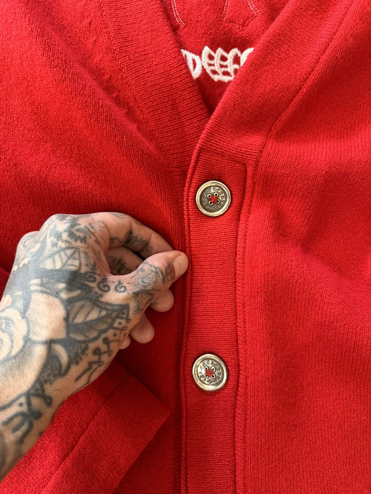 Chrome Hearts CHROME HEARTS CASHMERE & LEATHER CROSS JACKET SWEATER XL XXL Size US XL / EU 56 / 4 - 4 Thumbnail