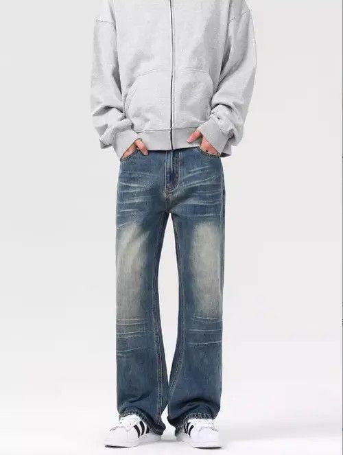 Anime × Japanese Brand × Jean Pants American retro washed distressed loose bootcut jeans Size US 34 / EU 50 - 2 Thumbnail