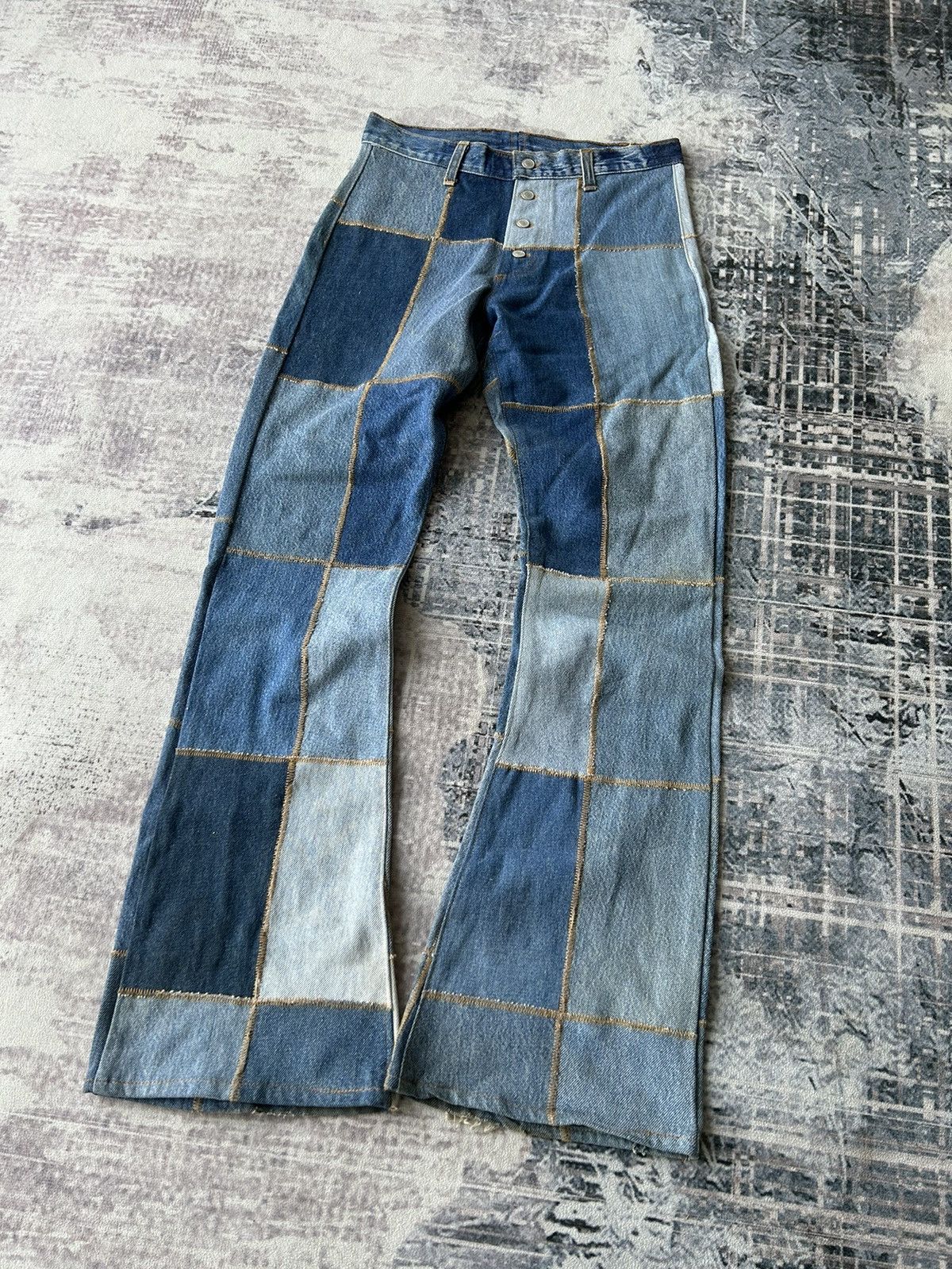 If Six Was Nine Y2k Patchwork Flared Denim Size US 28 / EU 44 - 1 Thumbnail