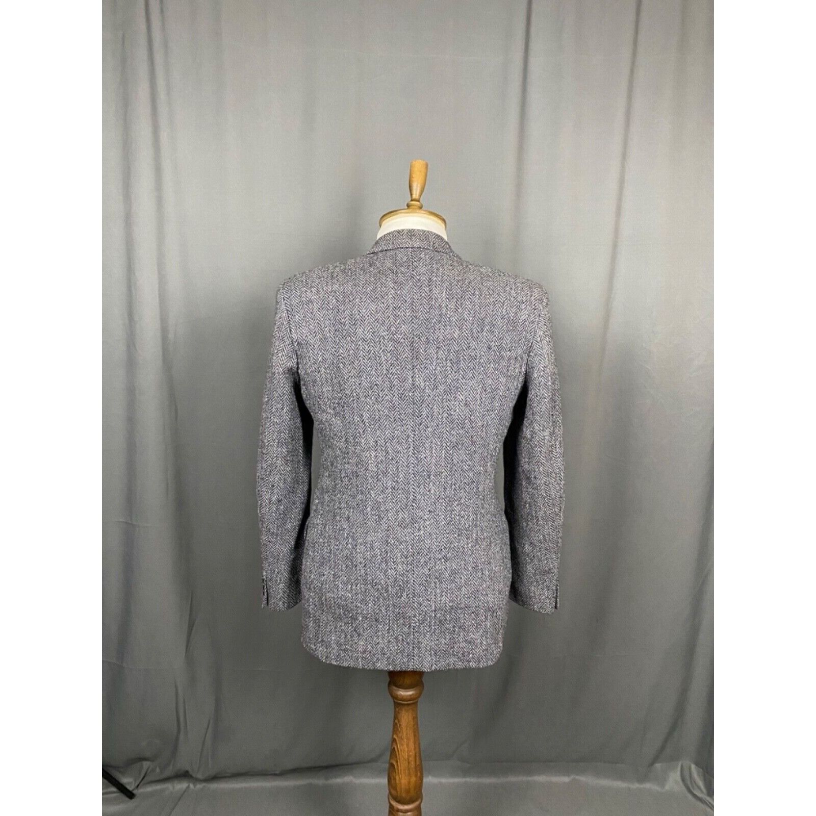 Harris Tweed Harris Tweed x Lubiam Herringbone Men's Blue Wool Blazer Jac Size 50R - 7 Thumbnail