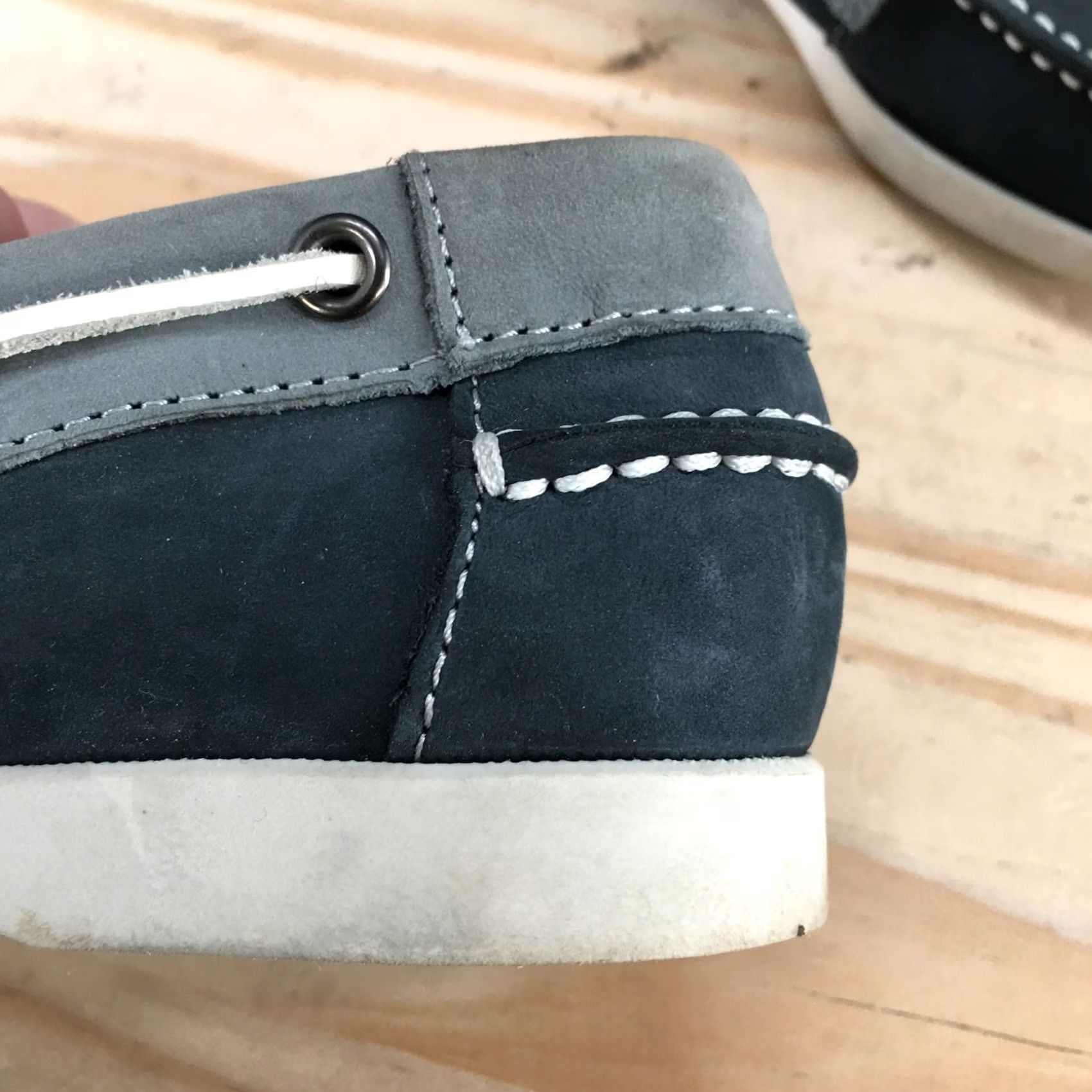 Vintage White Mountain Shoes Womens 7.5M Boat Blue Leather Lace Up Low Top Casual Flats Shoes Size M / US 6-8 / IT 42-44 - 5 Thumbnail