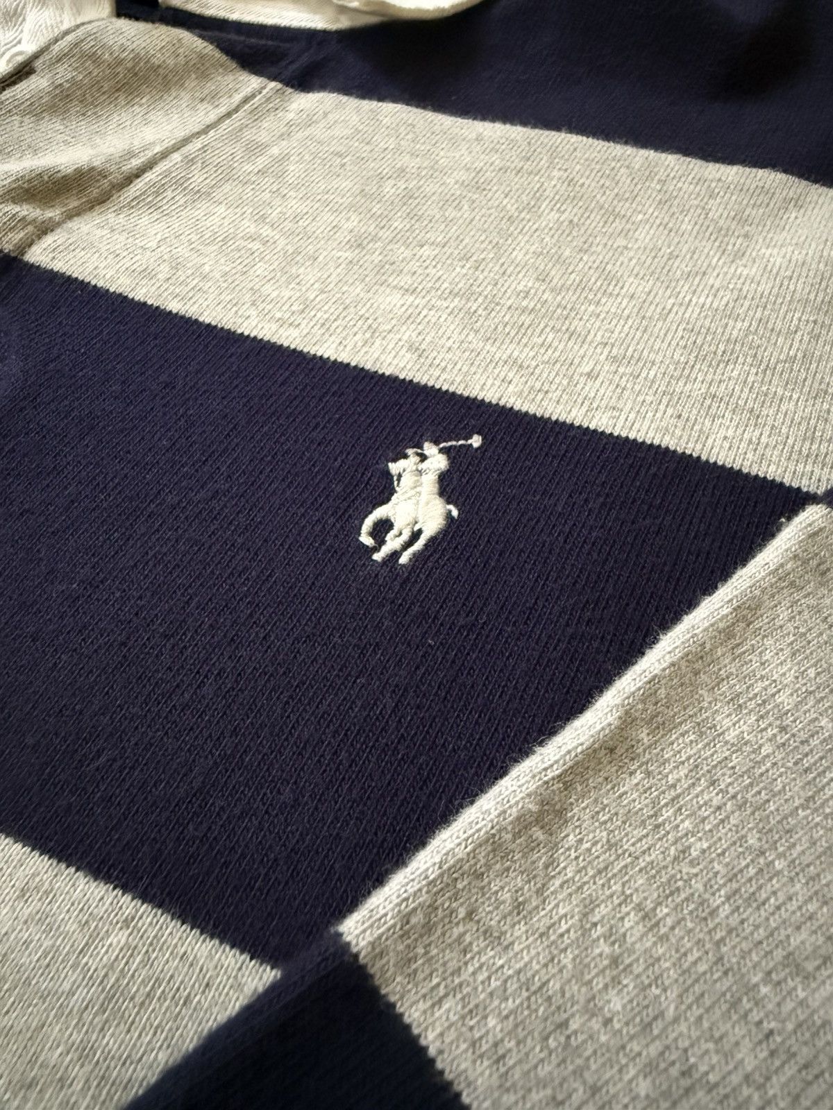 Polo Ralph Lauren Polo Ralph Lauren Rugby Shirt - Navy & Gray Striped - Size L Size US L / EU 52-54 / 3 - 2 Thumbnail