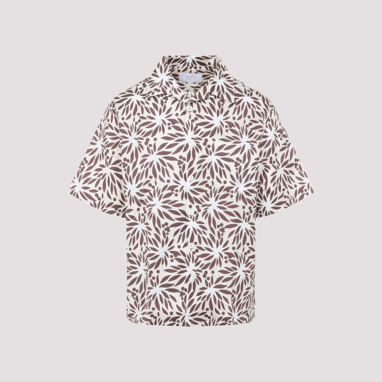 Prada PRADA Brown White Cotton Shirt New & Authentic (Men's size:M Size US M / EU 48-50 / 2 - 3 Thumbnail