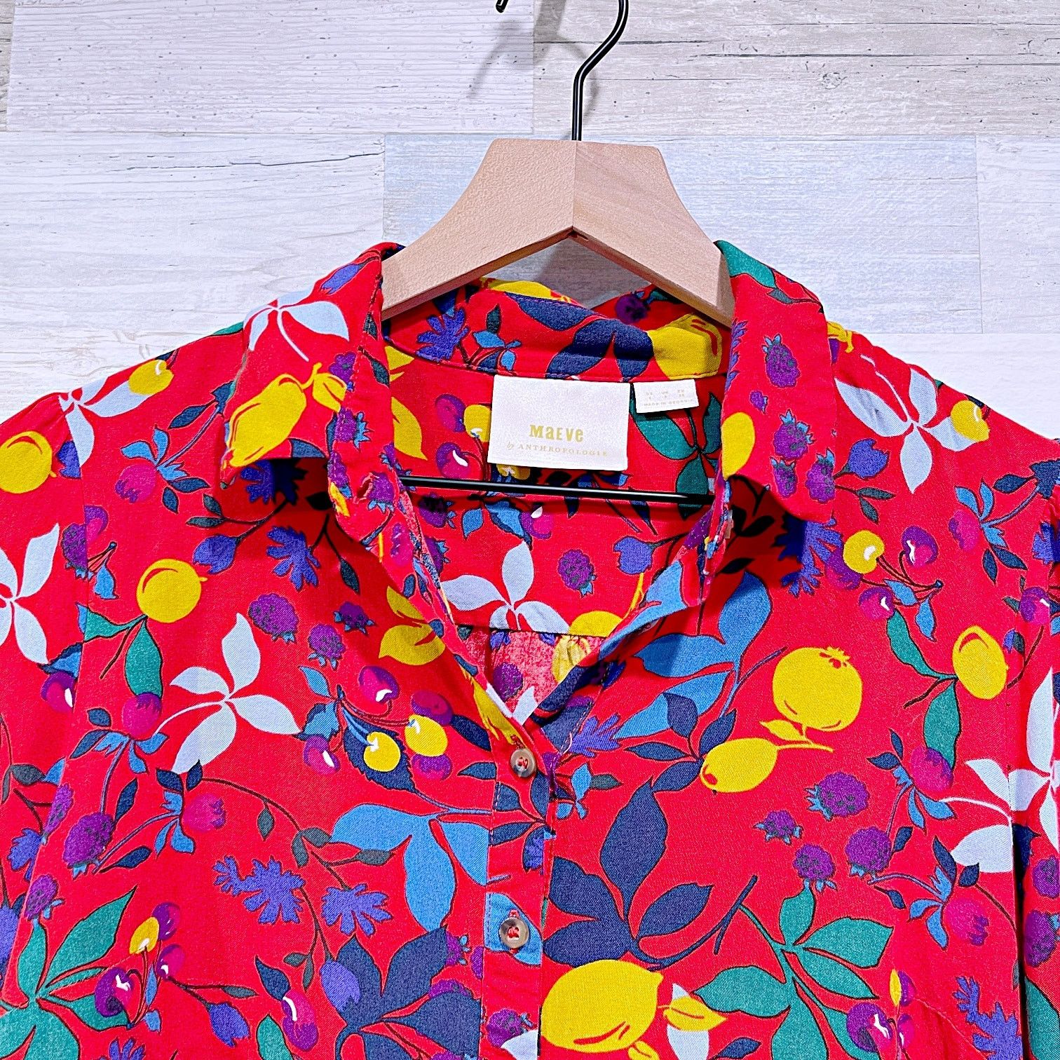Anthropologie Anthropologie MAEVE Blithe Button Down Shirt Red Womens 4 Size S / US 4 / IT 40 - 2 Thumbnail