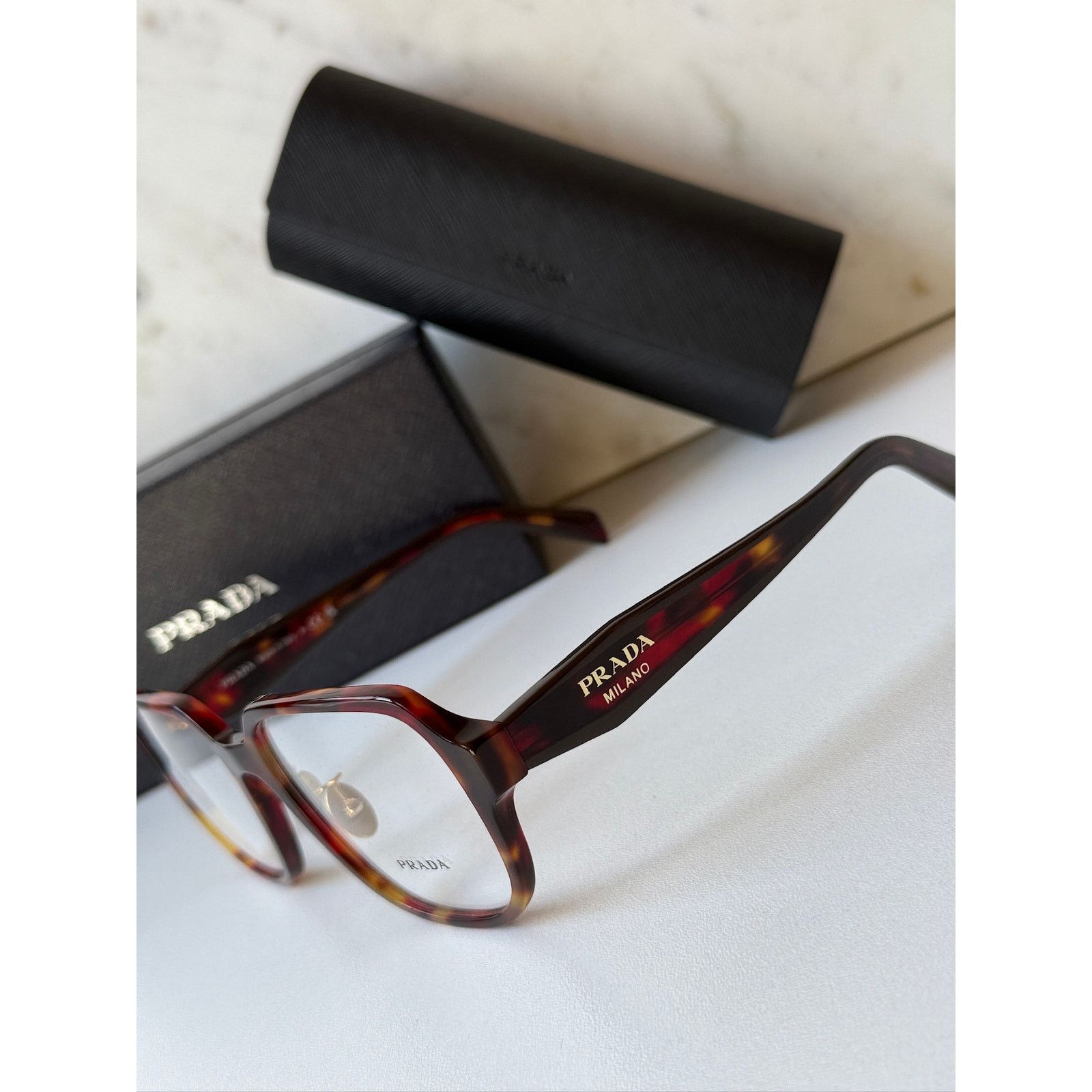 Prada NEW Prada PR B07VD Black Tortoise Eyeglasses Frames Size ONE SIZE - 4 Thumbnail