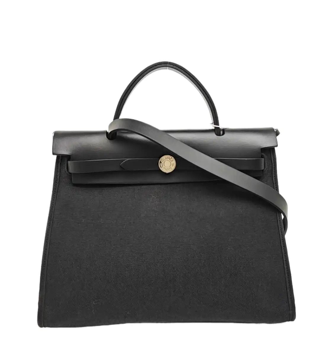 Hermes Hermes Herbag 31 black canvas shoulder bag handbag silver hardware C sub-pocket Size ONE SIZE - 1 Thumbnail