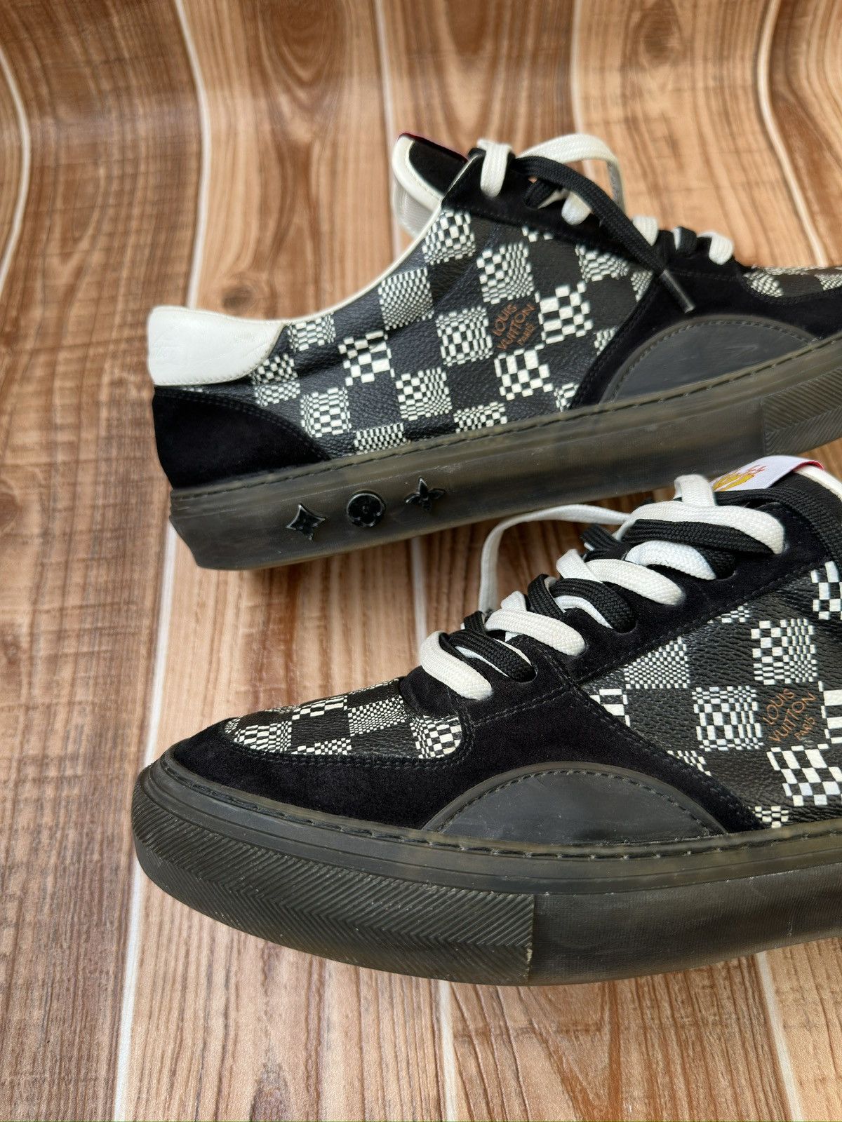 Louis Vuitton LV Ollie Black Plaid Monogram Sneakers Size US 10 / EU 43 - 8 Thumbnail