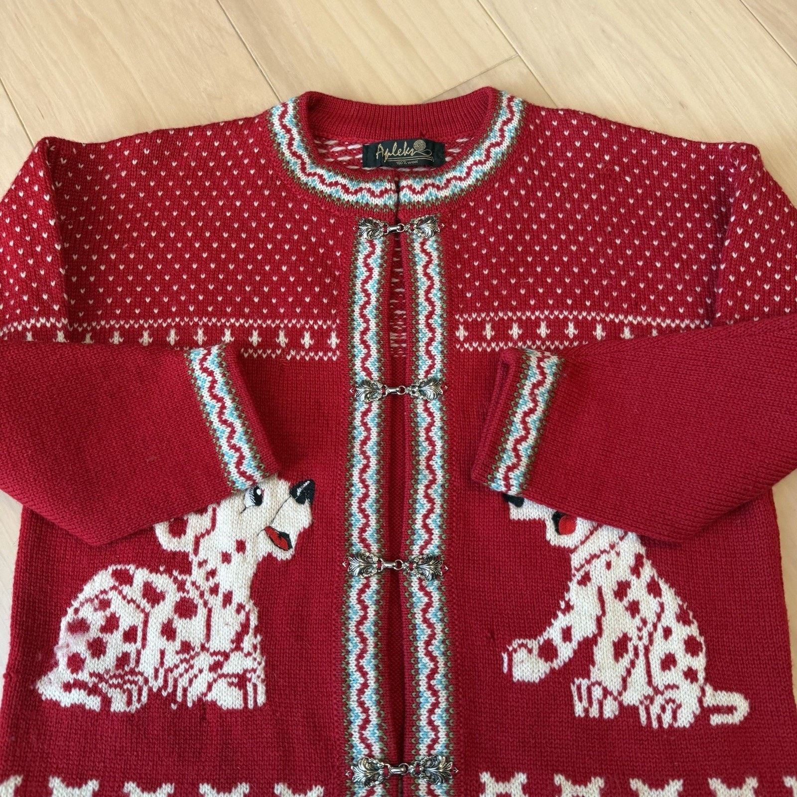 Vintage Vintage Dalmatians Cardigan Women's Small Red Wool Nordic Size S / US 4 / IT 40 - 6 Thumbnail