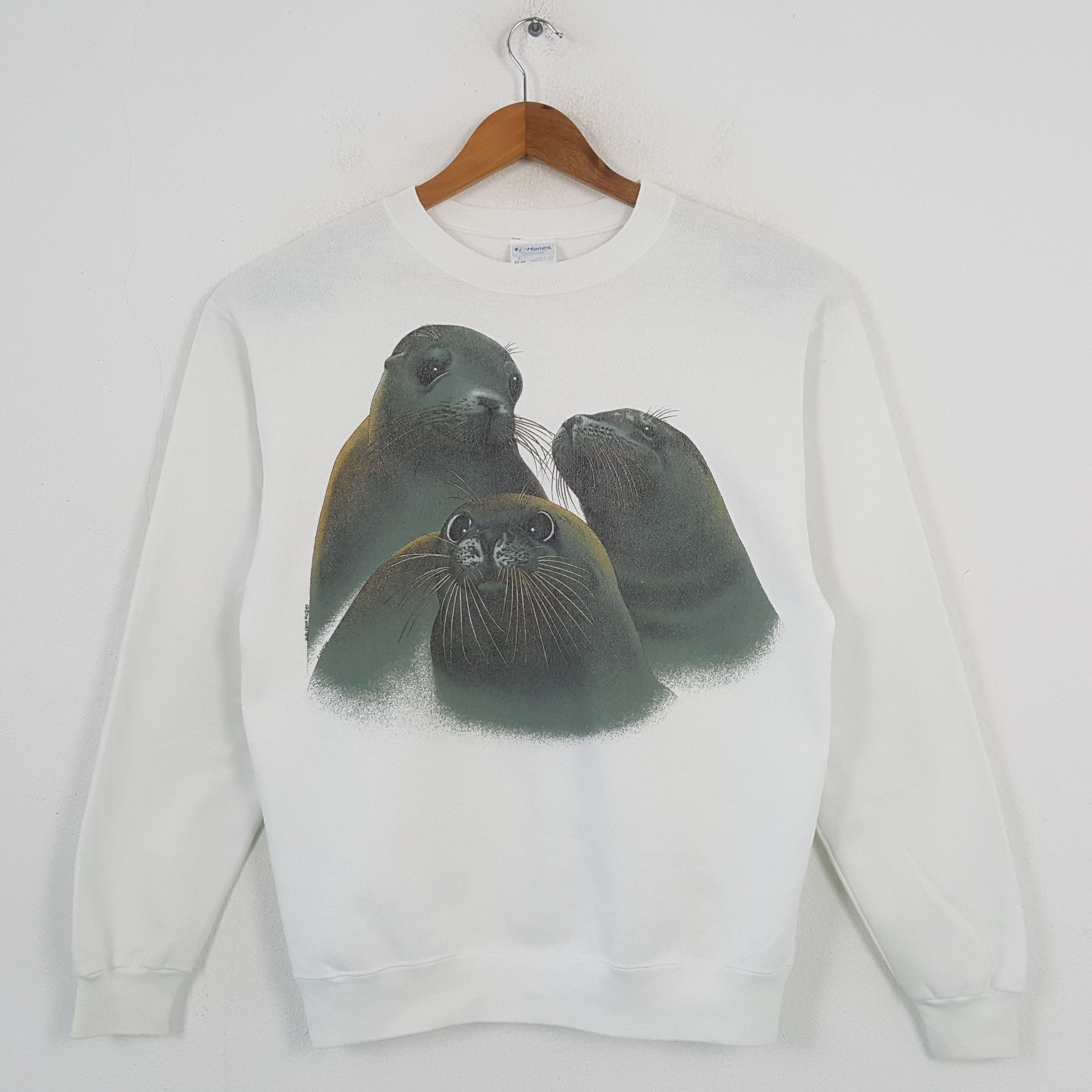 Designer × Hanes Vintage SEA LION MARCO ISLAND Streetwear Sweatshirt C292N7 Size US M / EU 48-50 / 2 - 1 Thumbnail