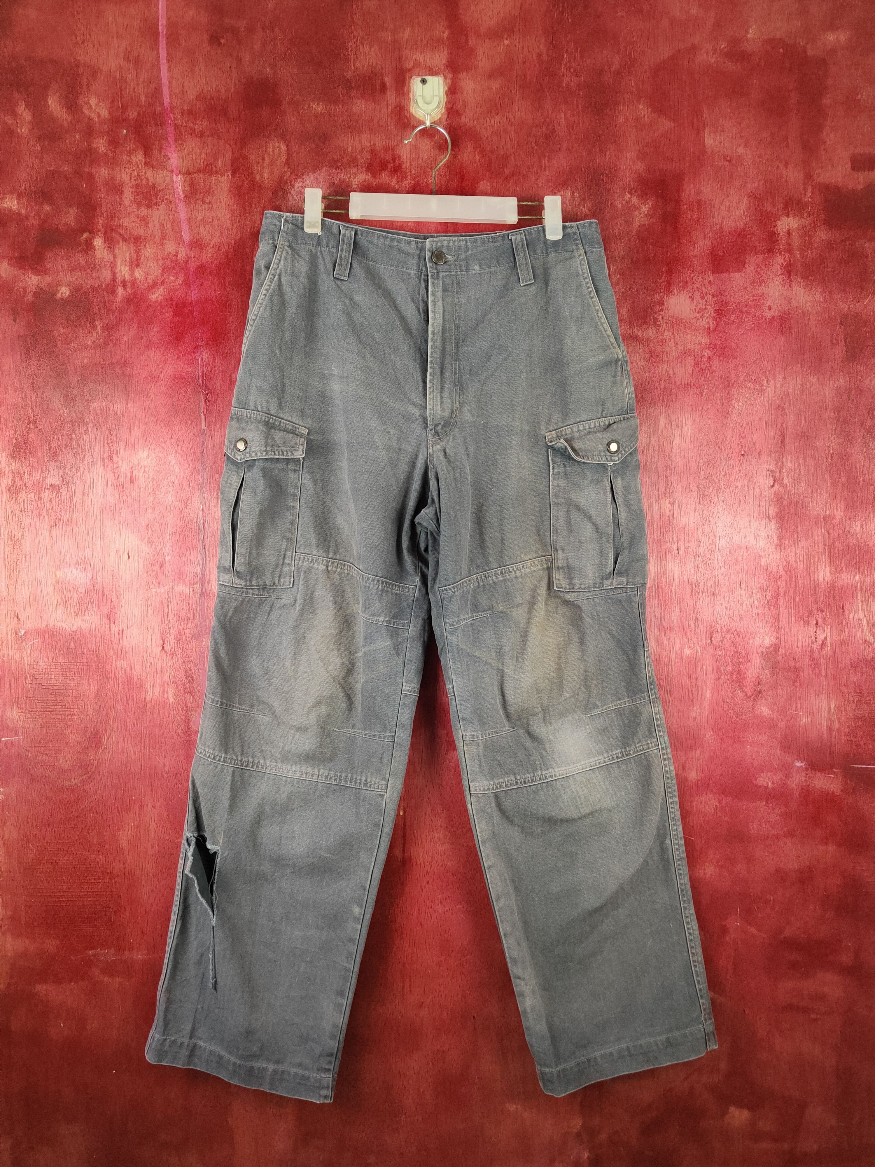 Japanese Brand × Vintage Ginwashi Faded Distressed Cargo Pants N#S007 Size US 30 / EU 46 - 1 Thumbnail
