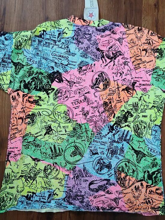 Other NWT Vintage Neon Americana Wild West Map AOP T-Shirt Size US XL / EU 56 / 4 - 6 Thumbnail