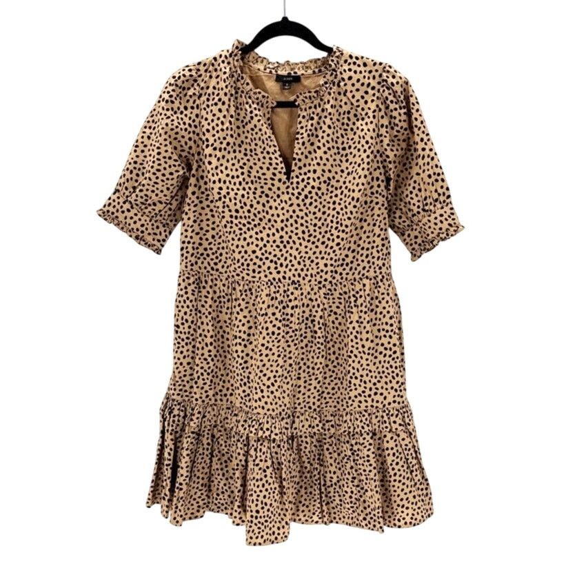 J.Crew J.Crew Ruffleneck Tiered Popover Dress in Leopard Dot size S Size S / US 4 / IT 40 - 1 Thumbnail