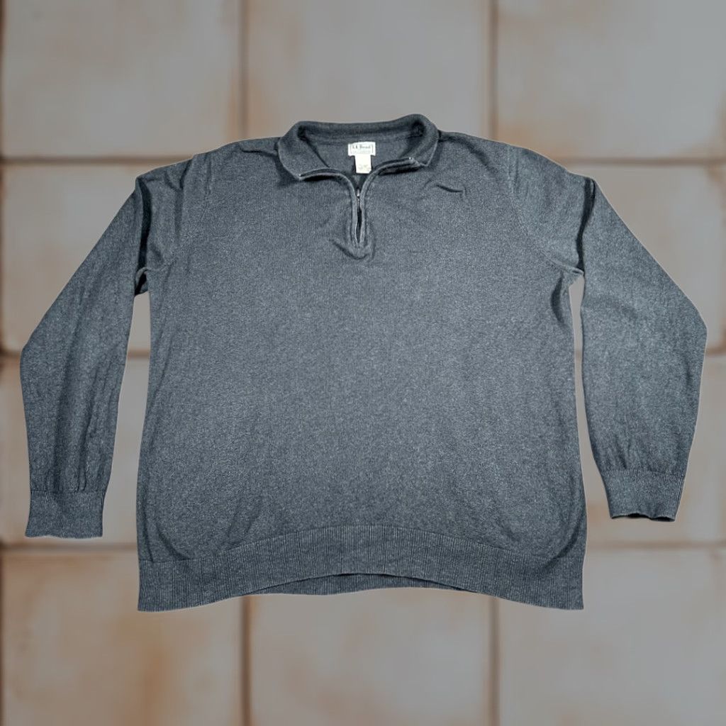 Vintage VINTAGE LL Bean Sweater Pullover Quarter Zip XL Gray Mens Knit Size US XL / EU 56 / 4 - 1 Thumbnail