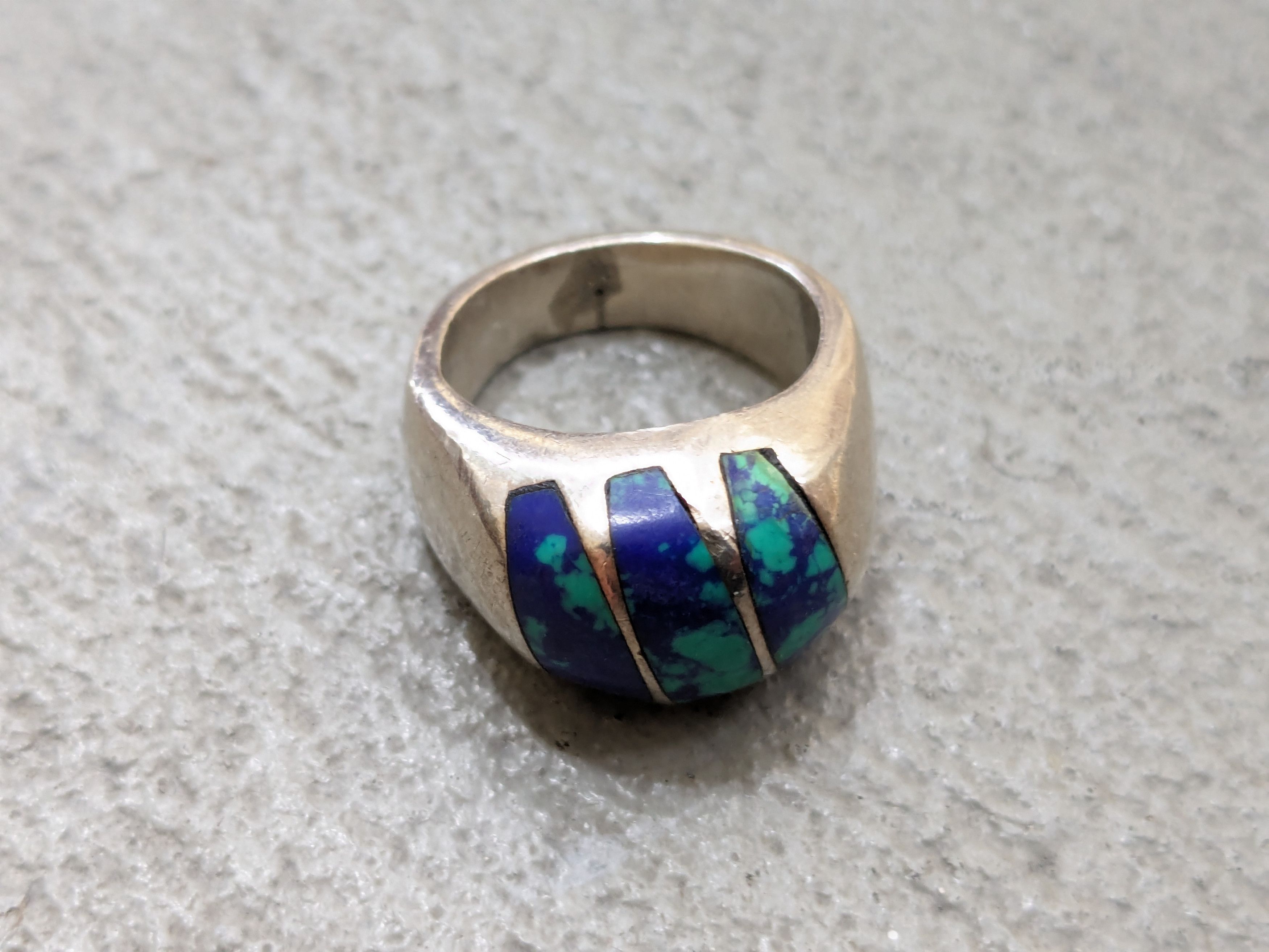 Vintage Sterling Silver Ring 7.25 Azurite Modern Mexico