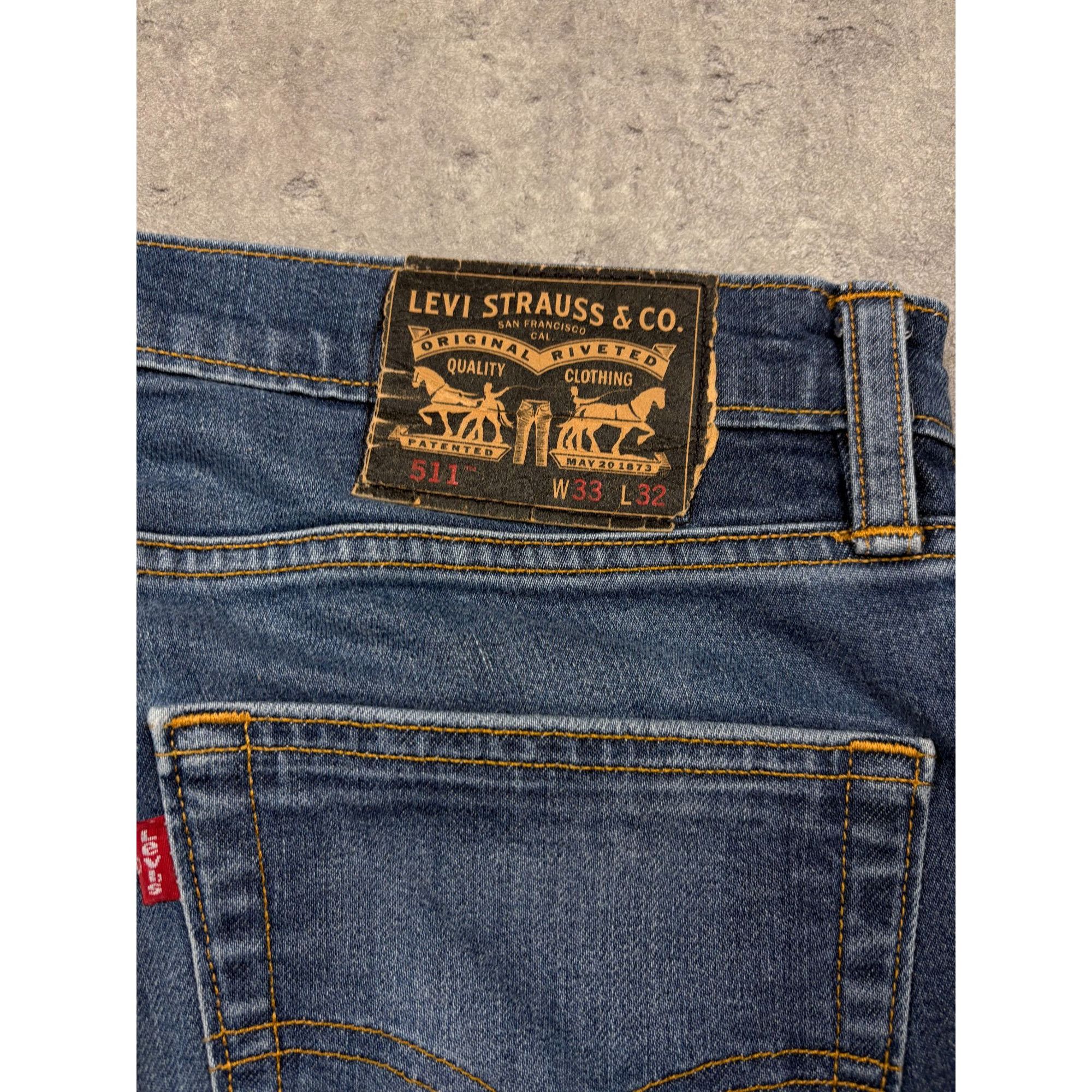 Levi's Levi’s 511 Slim Fit Jeans Men's W33 L32 Dark Blue Indigo Den Size US 33 - 2 Thumbnail
