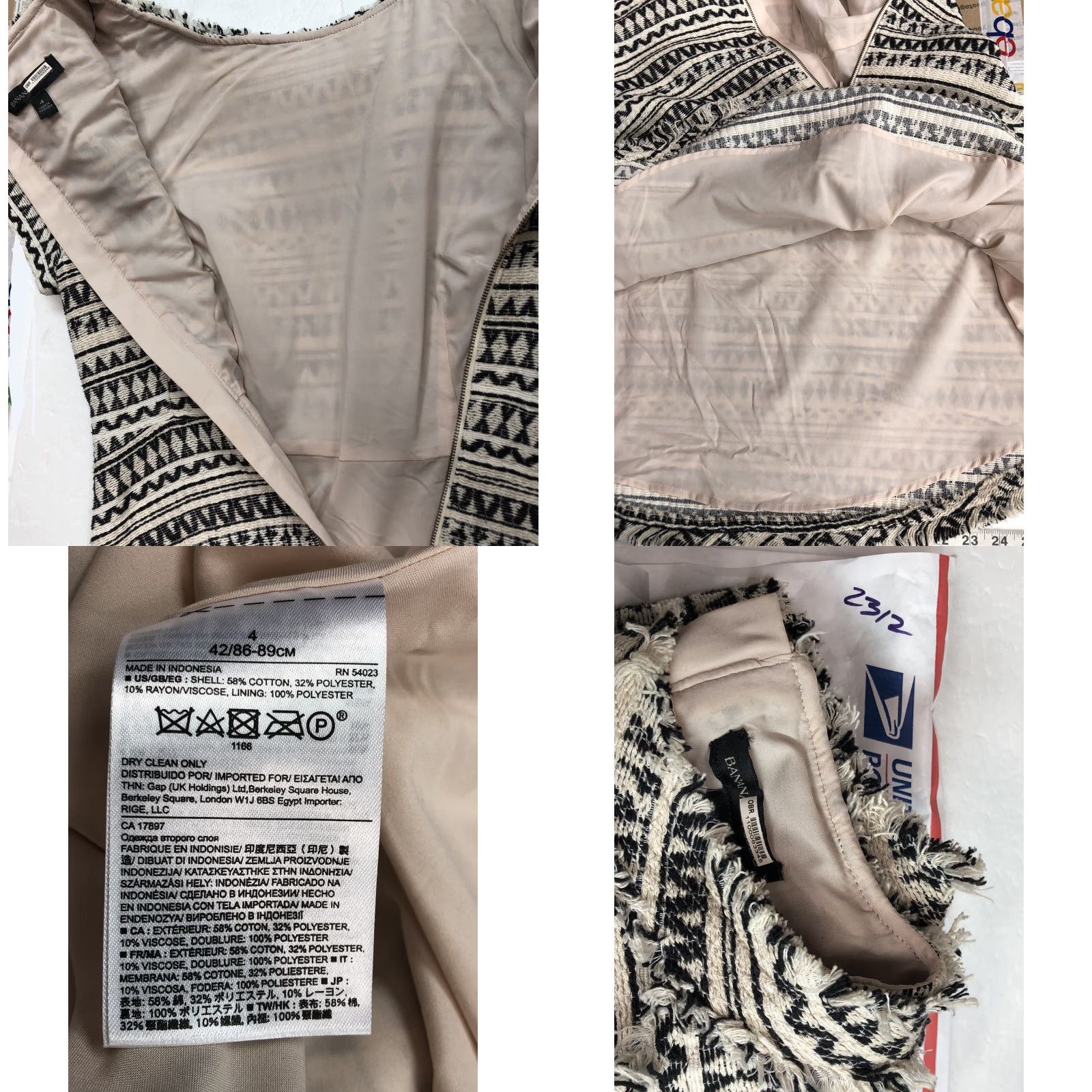 Banana Republic Banana Republic Dress Tan Black Women Size 4 Lined Midi Slip Dress Polyester 32% Polyester 58% Cotton Women’s Regular Size S / US 4 / IT 40 - 8 Thumbnail