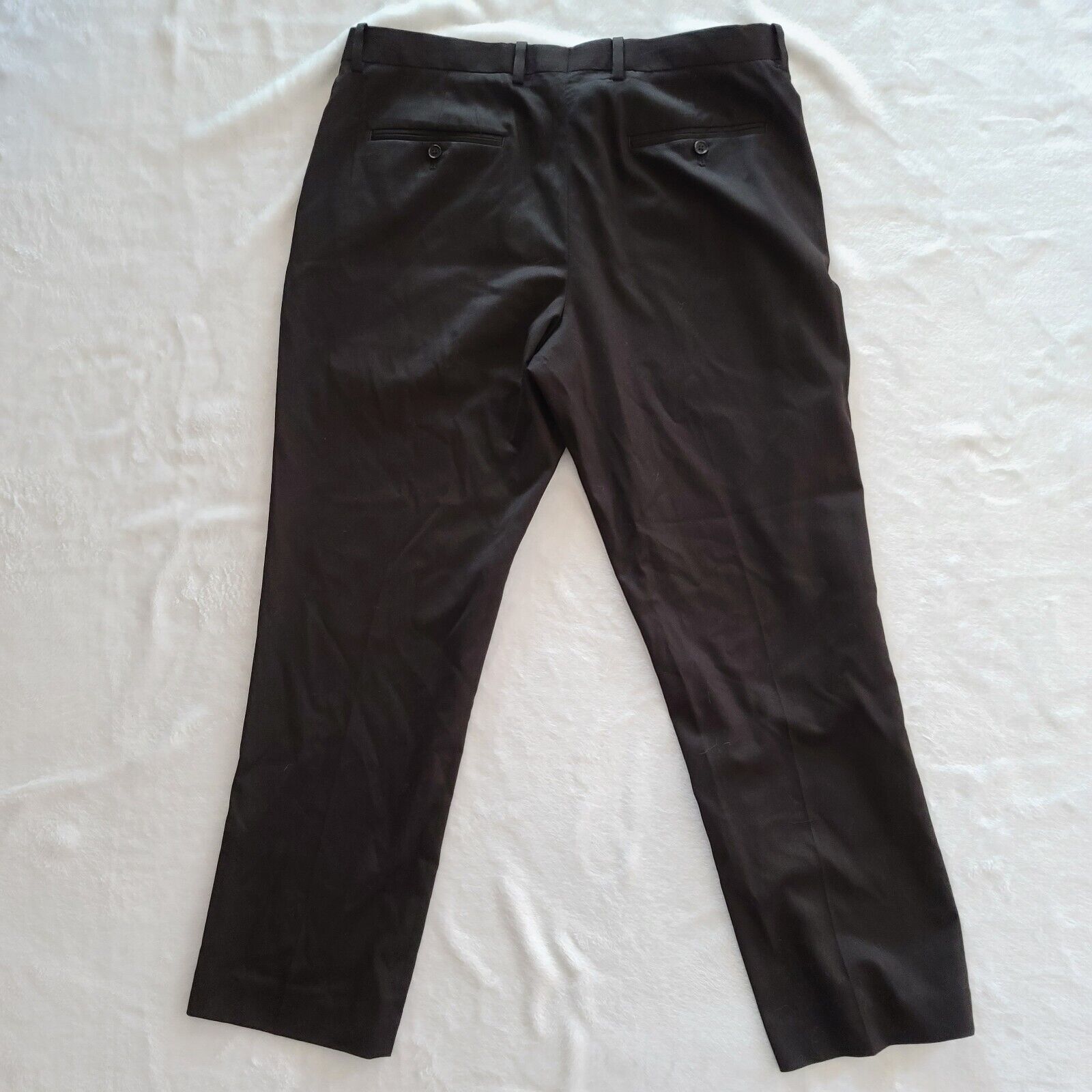 Perry Ellis Modern Fit 36x30 Men's Black Dress Pants Flat Front Pockets Size US 36 / EU 52 - 9 Thumbnail