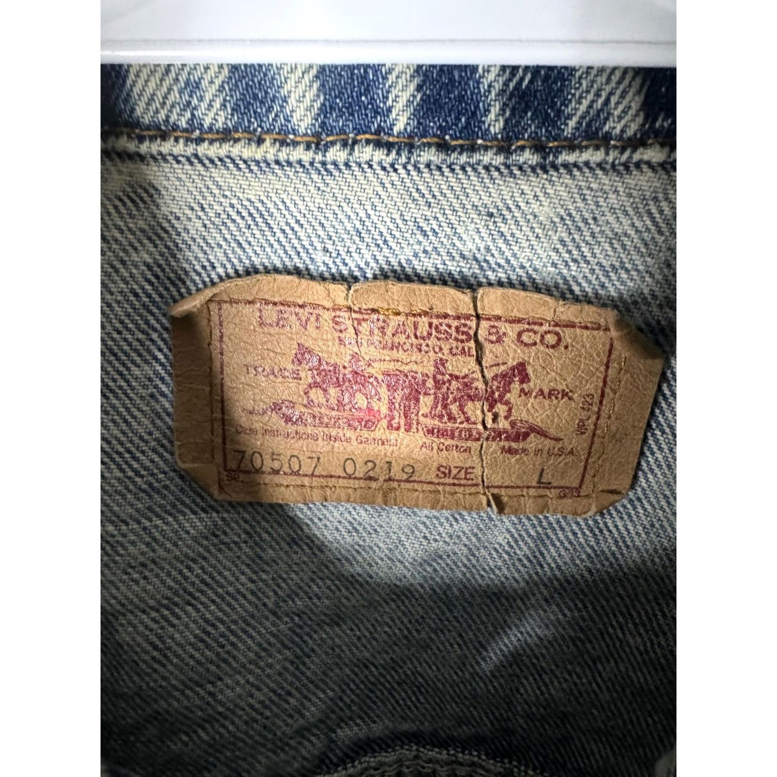 Levi's VINTAGE Levi's Jacket Mens L Denim Trucker Sun Flower 70507 90s Hippie Casual Cotton USA Size US L / EU 52-54 / 3 - 6 Thumbnail