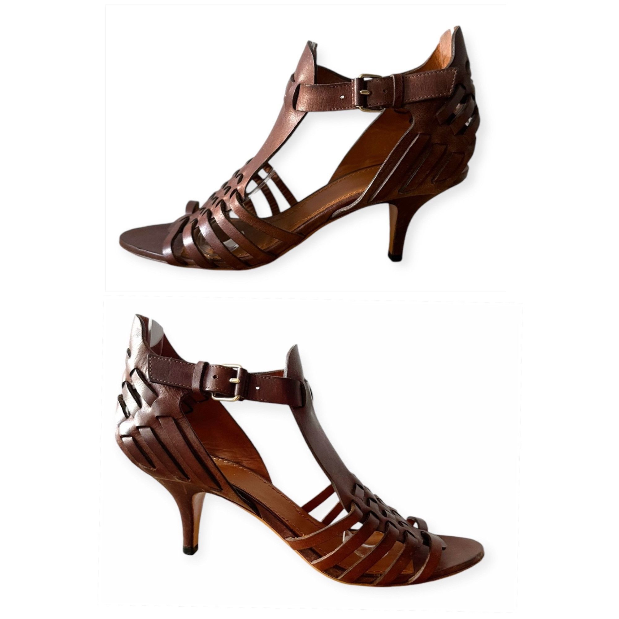Givenchy Givenchy Brown Leather Gladiator Huarache Sandal, Mid Heel, Size US 8.5 / IT 38.5 - 8 Thumbnail