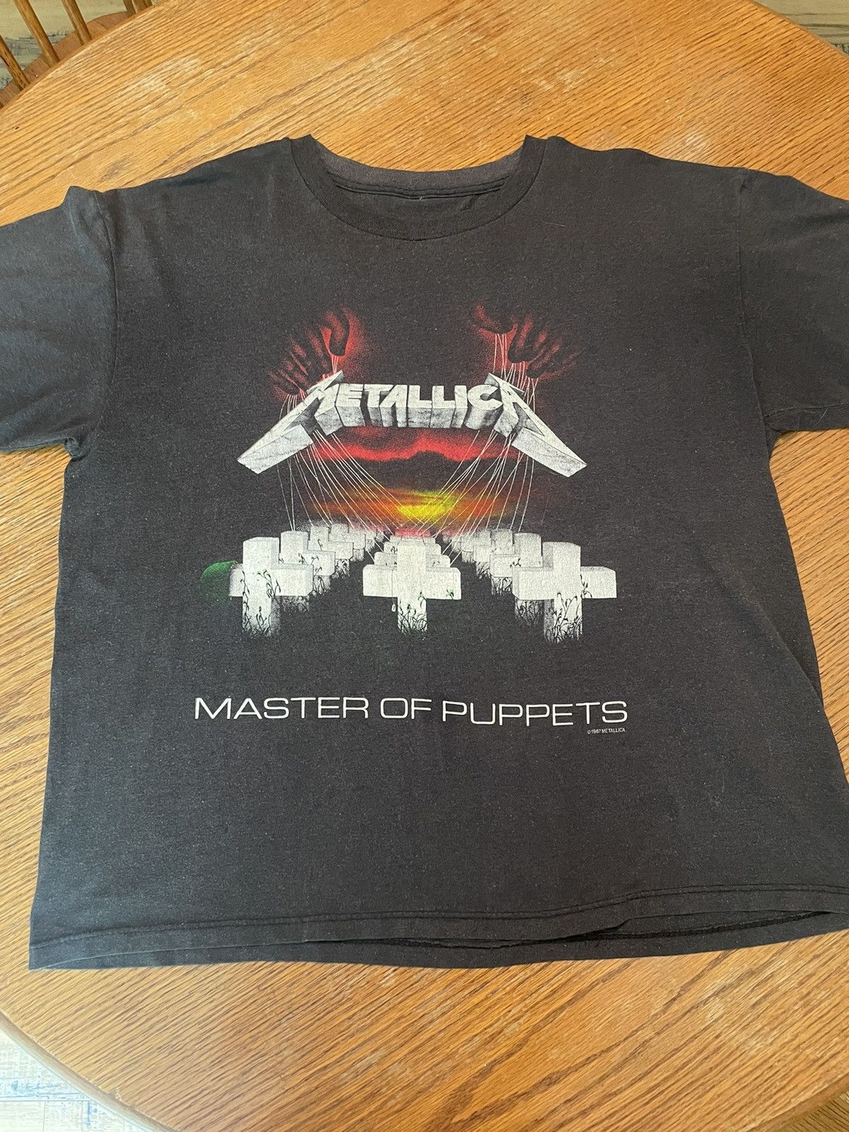 image of Band Tees x Metallica Og 1987 Metallica Master Of Puppets Short Sleeve Tee in Black (Size Large)