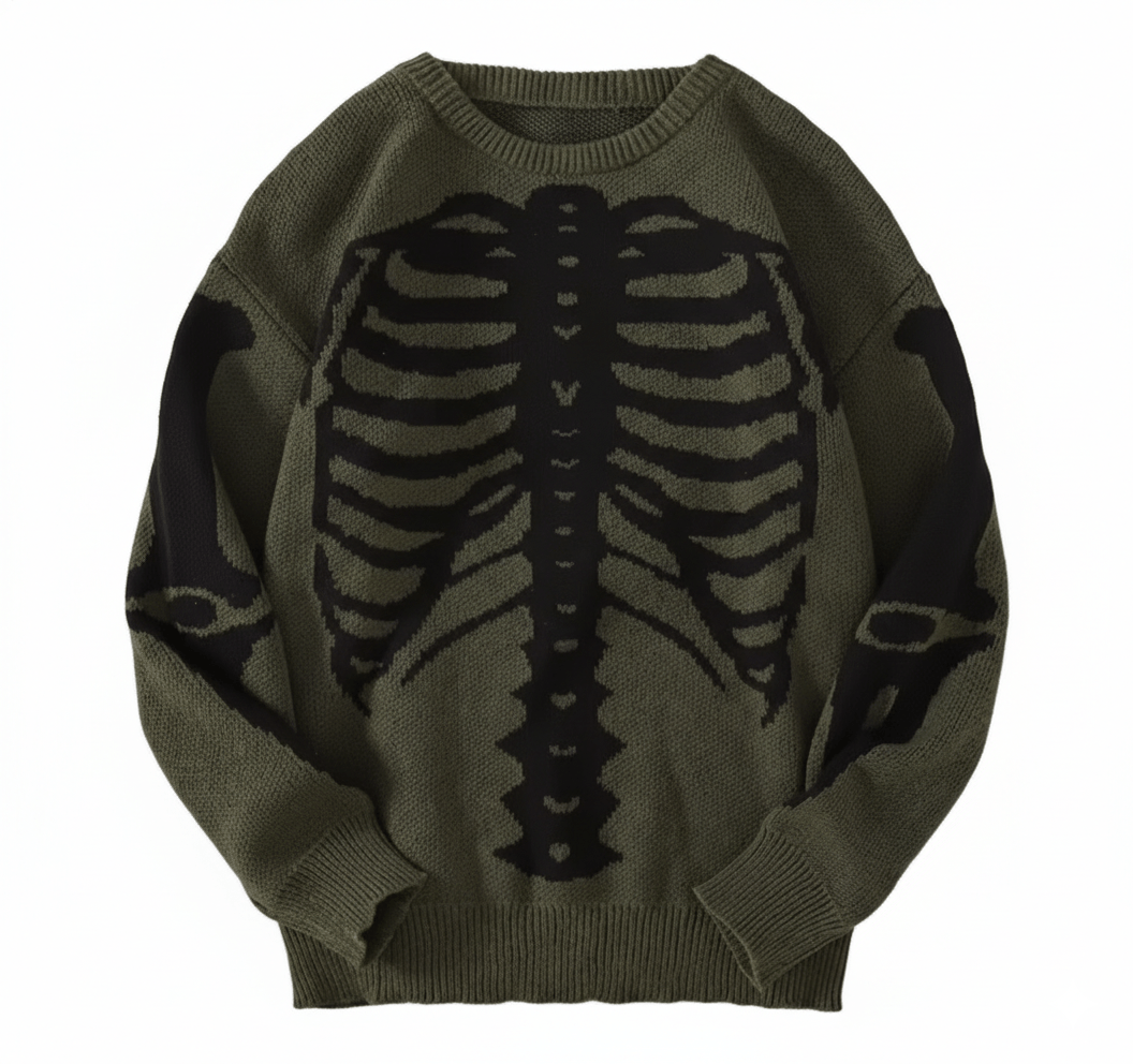 Other Streetwear Goth Skeleton Backbone Sweater Jacquard Knitwear Size US S / EU 44-46 / 1 - 1 Thumbnail
