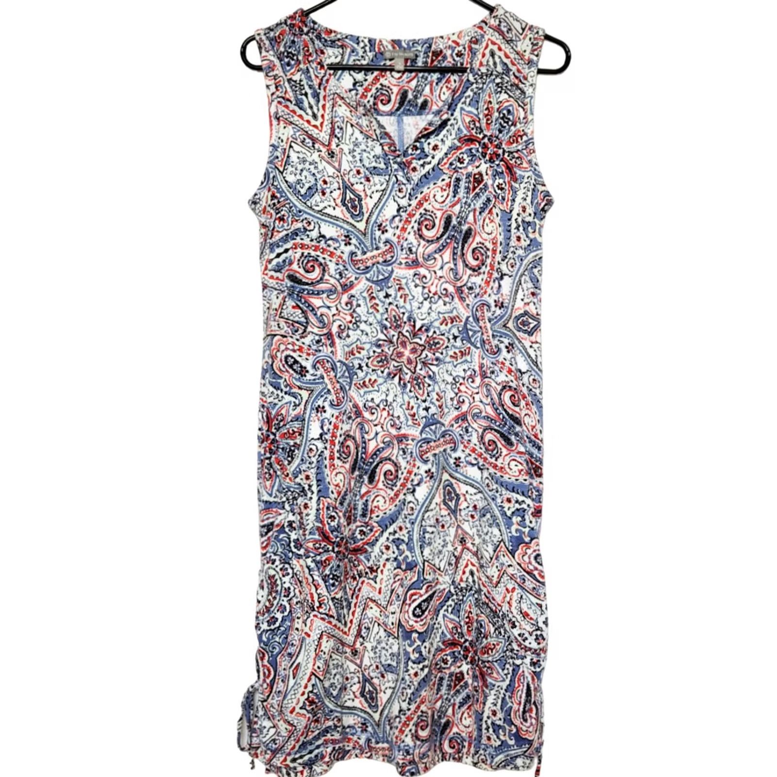 Talbots Talbots Womens S Sheath Dress Sleeveless Knee Length Cinch Tie Up Sides Paisley Size S / US 4 / IT 40 - 2 Thumbnail