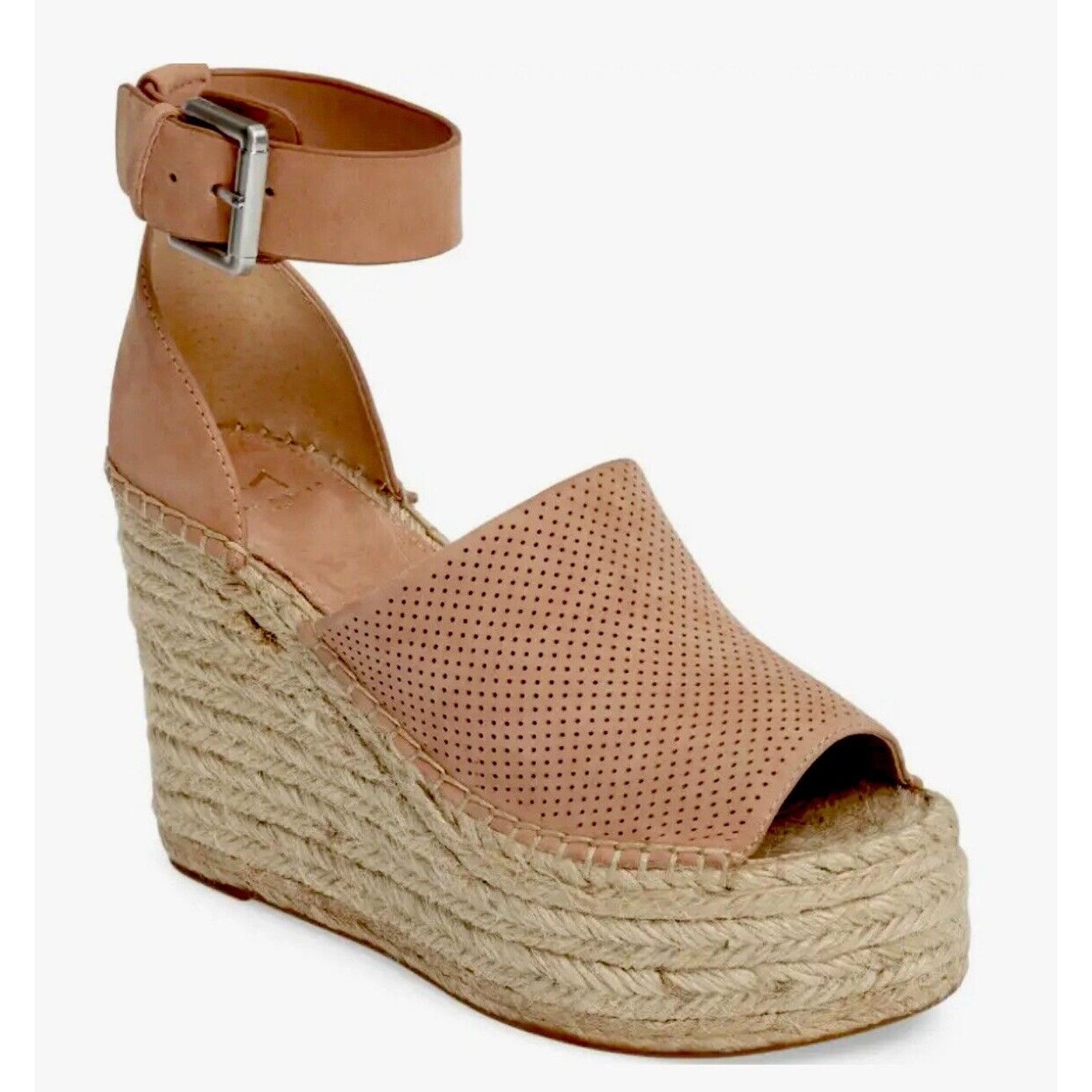 Marc Fisher Tan Adalyne Platform Open Toe Espadrille Wedge
