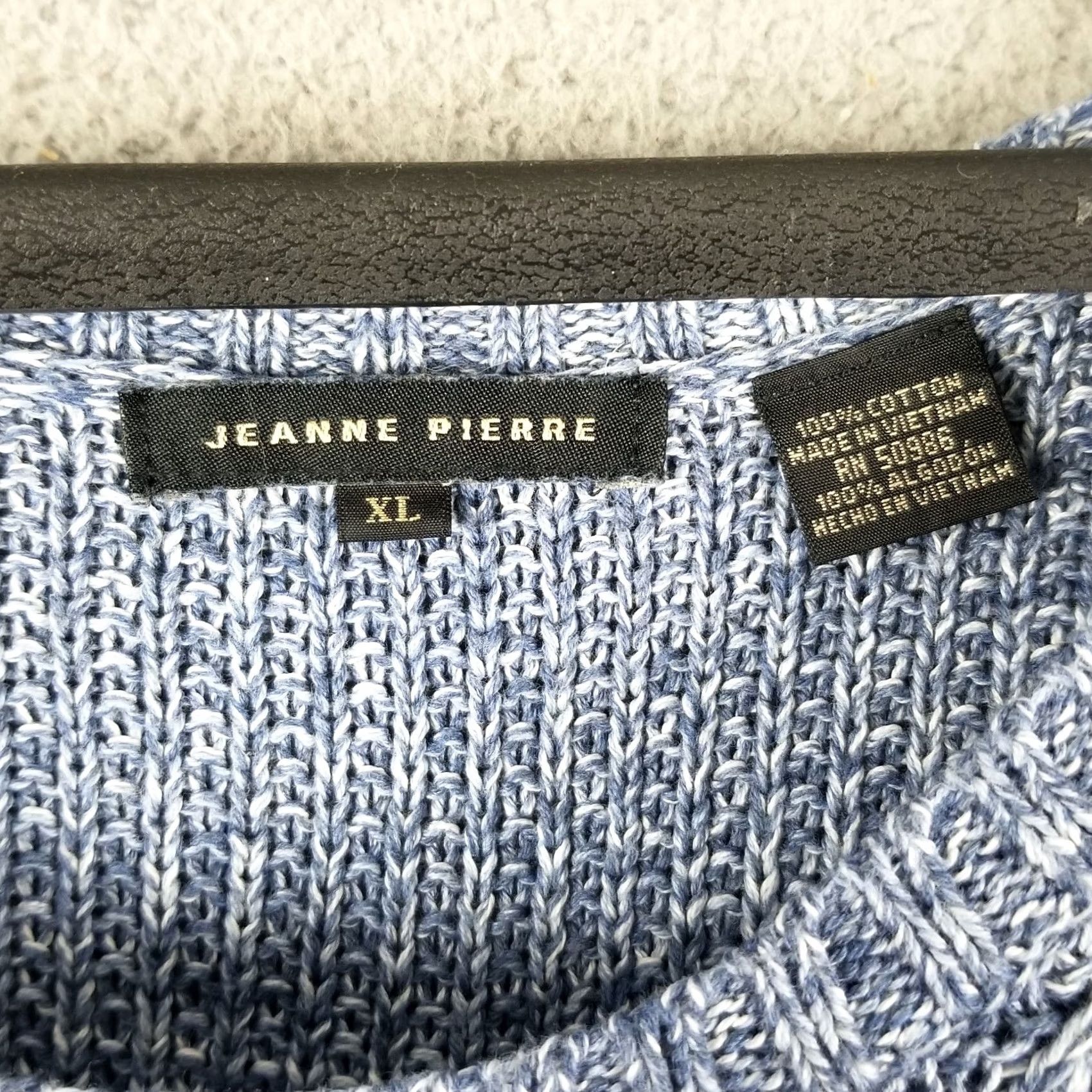 Vintage Jeanne Pierre Sweater Women's XL Blue Heathered Cable-Knit Scoop Neck Size XL / US 12-14 / IT 48-50 - 2 Thumbnail