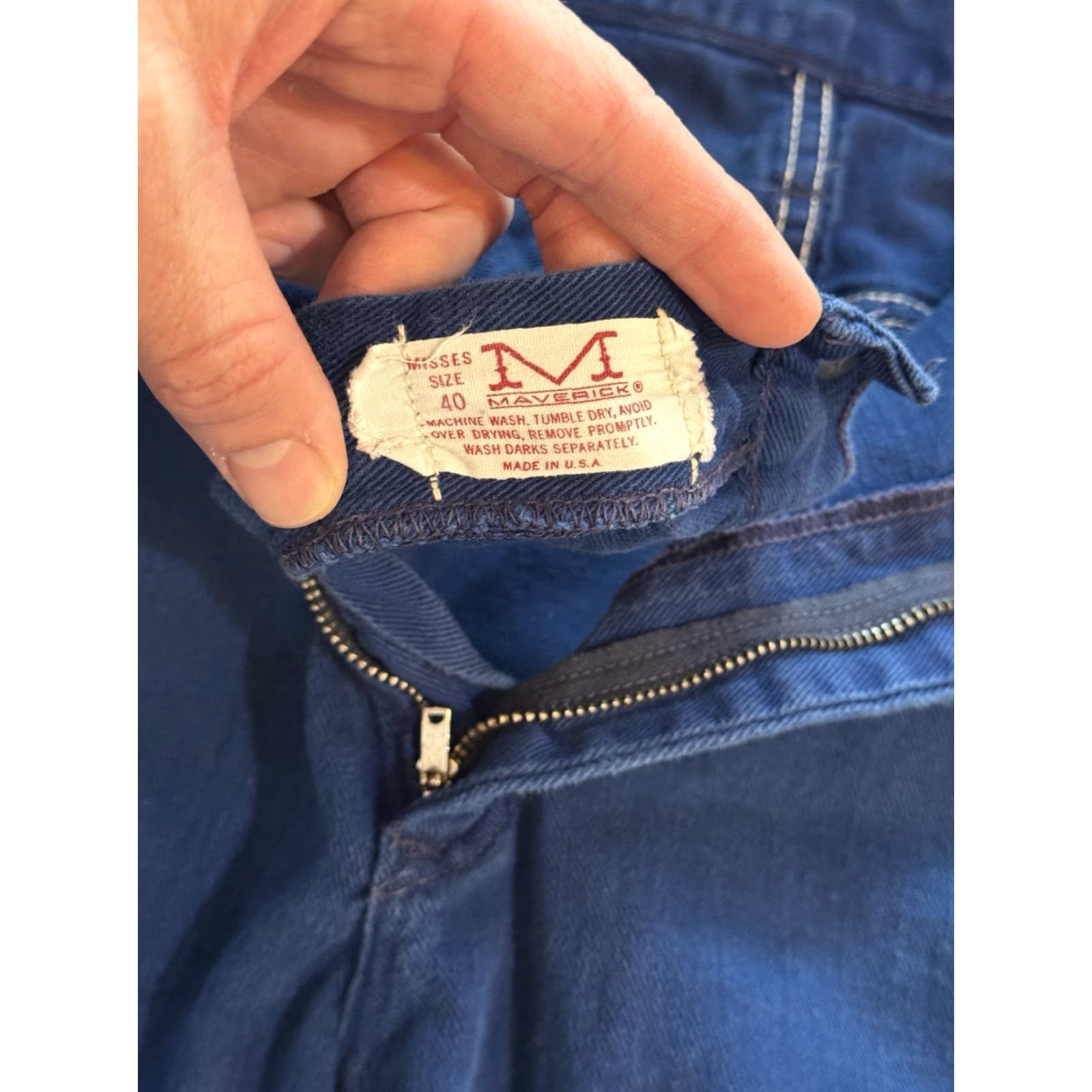 Vintage VINTAGE Maverick Jeans 60s Wide-Leg Blue 35W 28.5L USA Mens Regular Size US 35 - 6 Thumbnail