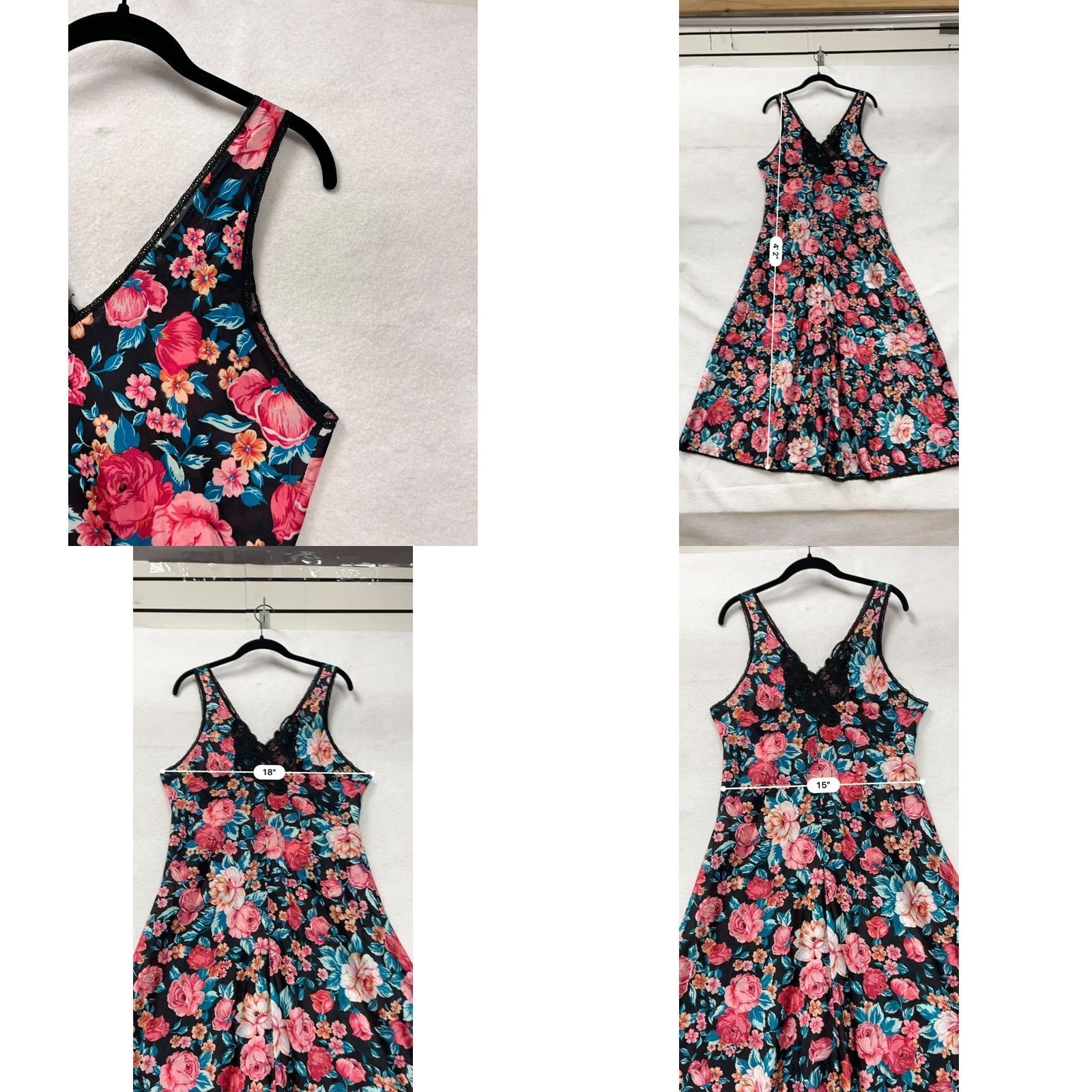 Vintage VINTAGE Vanity Fair Nightgown Dress Womens M Black Nylon Floral Sleeveless Lace 1970s Eveningwear Scarce/Like New Size M / US 6-8 / IT 42-44 - 8 Thumbnail