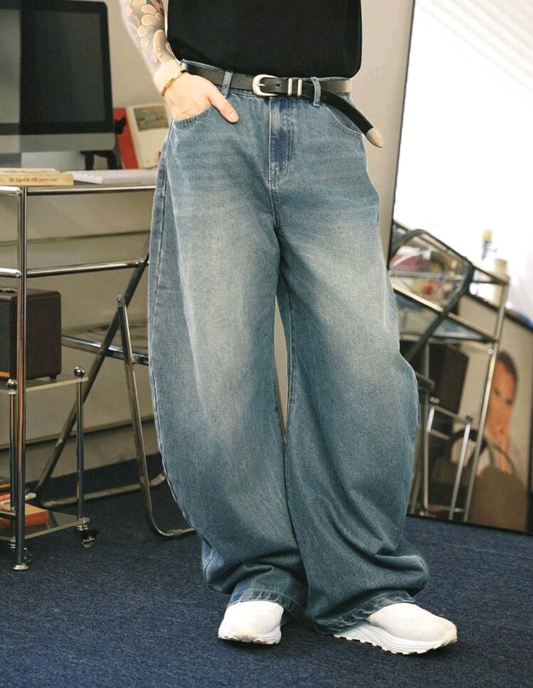 Jean × Vintage Y2K Vintage Style Men's Washed Loose Wide Leg Baggy Jean Size US 30 / EU 46 - 5 Thumbnail