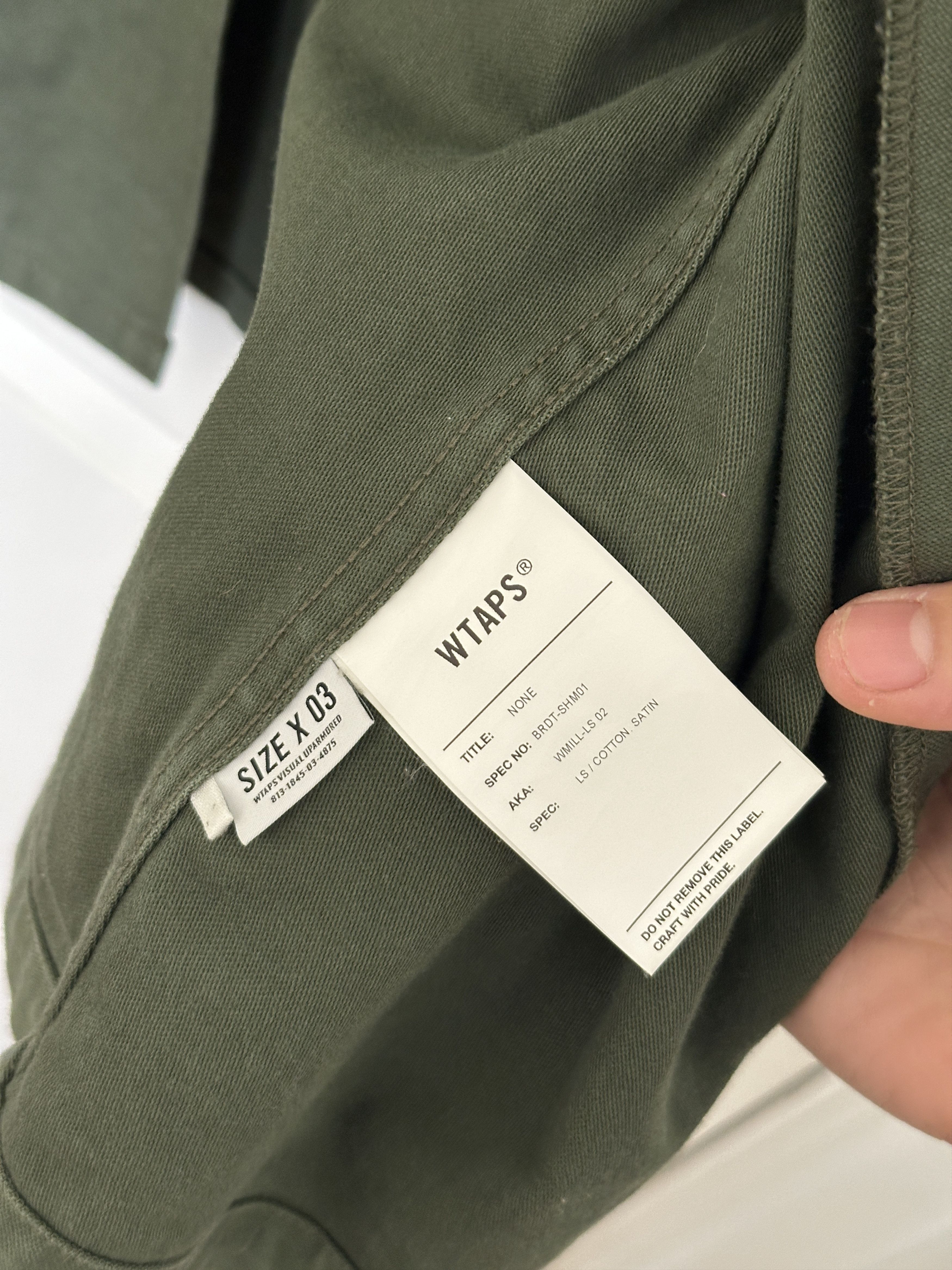 Wtaps Wtaps Cotton Satin Military Shirt. WMILL-LS 02. OLIVE DRAB Size US L / EU 52-54 / 3 - 5 Thumbnail