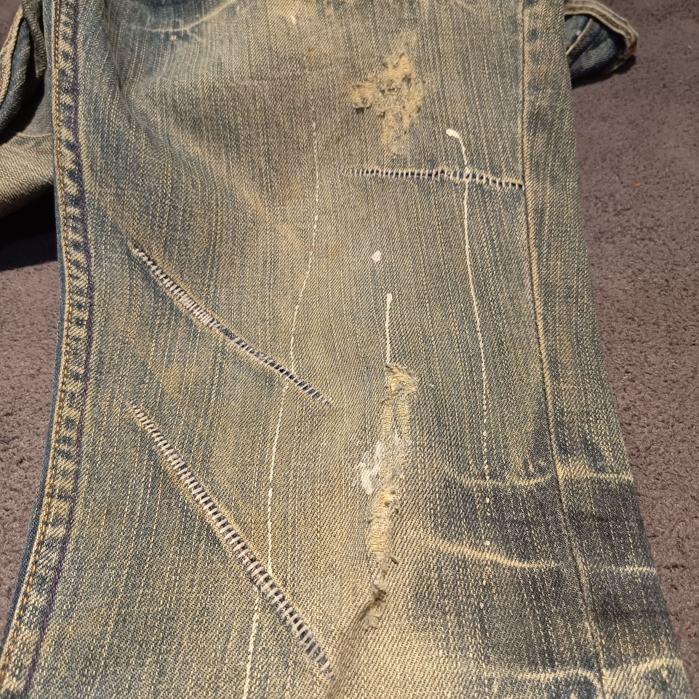 If Six Was Nine 🇯🇵🔥 Japanese Seditionaries Paint Ripped Denim Size US 32 / EU 48 - 6 Thumbnail