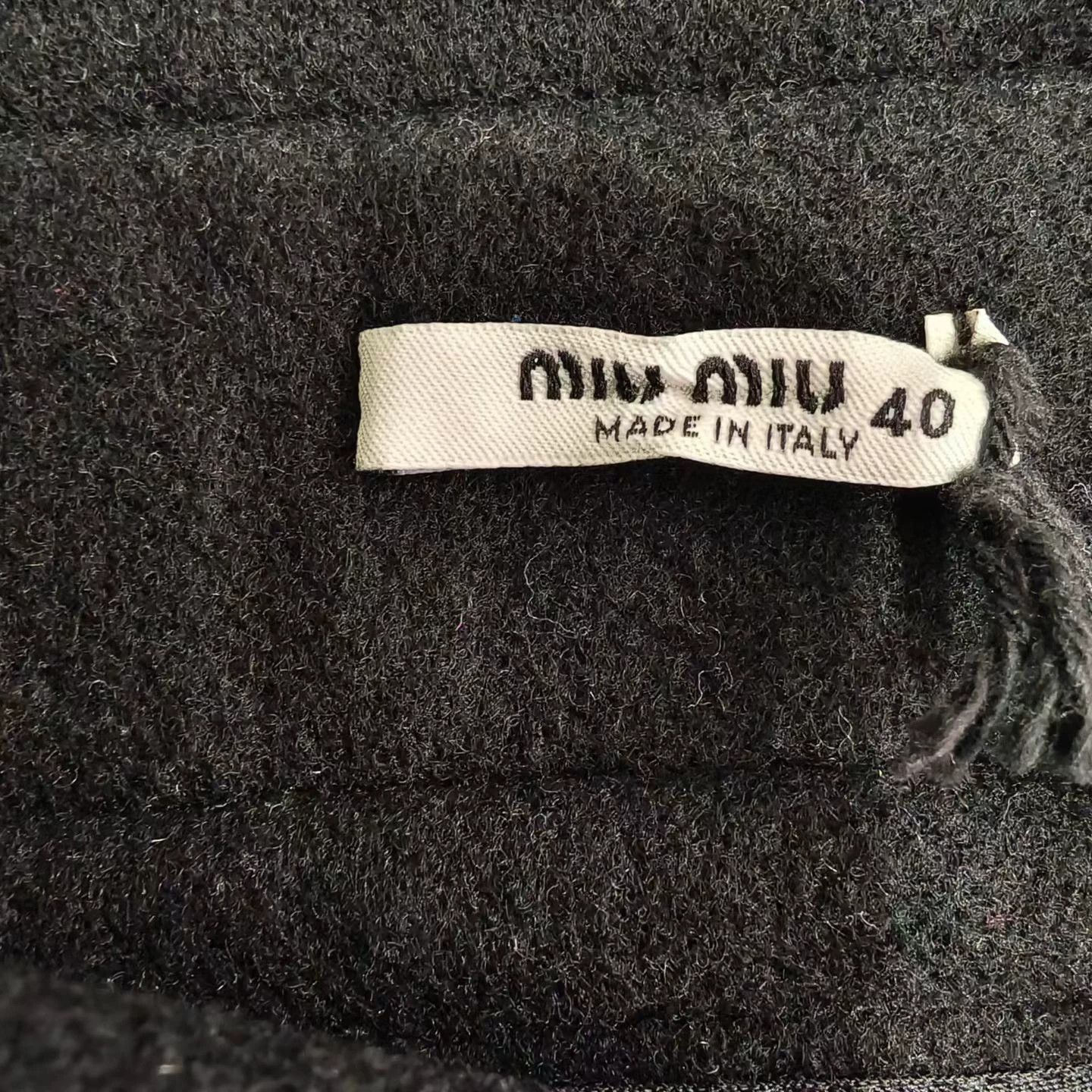 Miu Miu MIU MIU Black Wool Mini Skirt Size 28" / US 6 / IT 42 - 3 Thumbnail