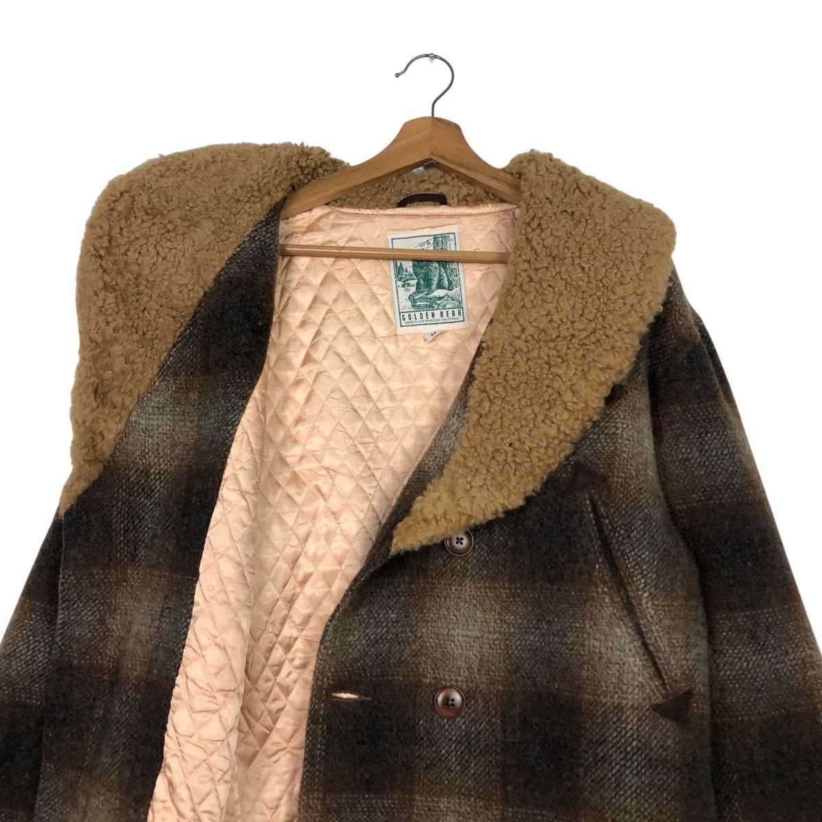 Golden Bear 🔥VINTAGE WOOL JACKET GOLDEN BEAR TARTAN SHAWL COLLAR Size US M / EU 48-50 / 2 - 14 Thumbnail