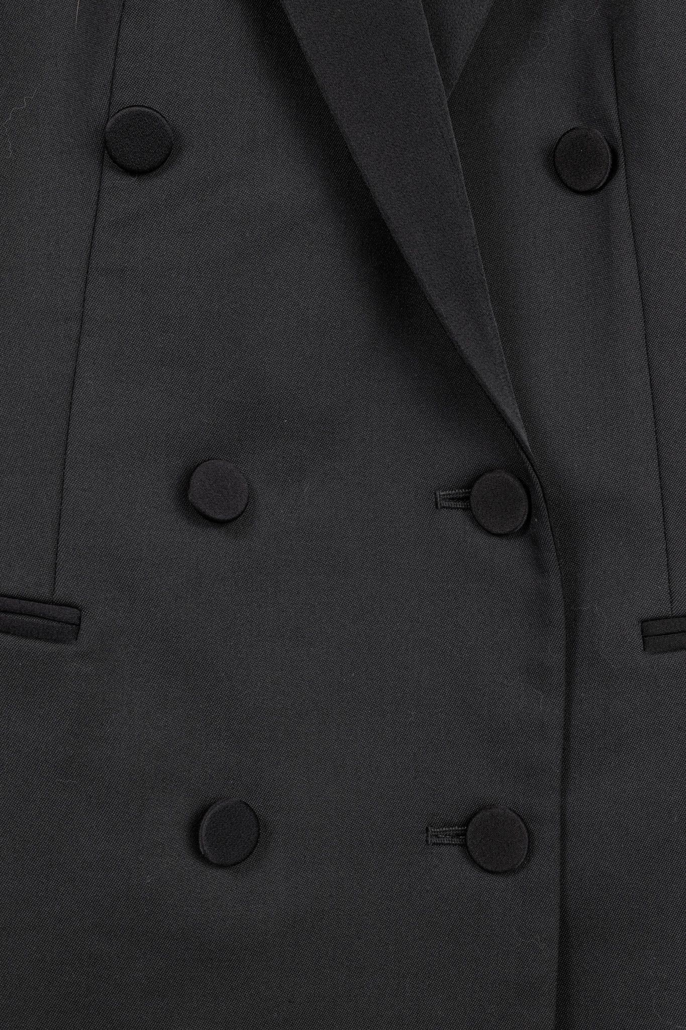 Theory Theory Black Double-Breasted Satin-Trim Wool Tux Jacket Size S / US 4 / IT 40 - 8 Thumbnail