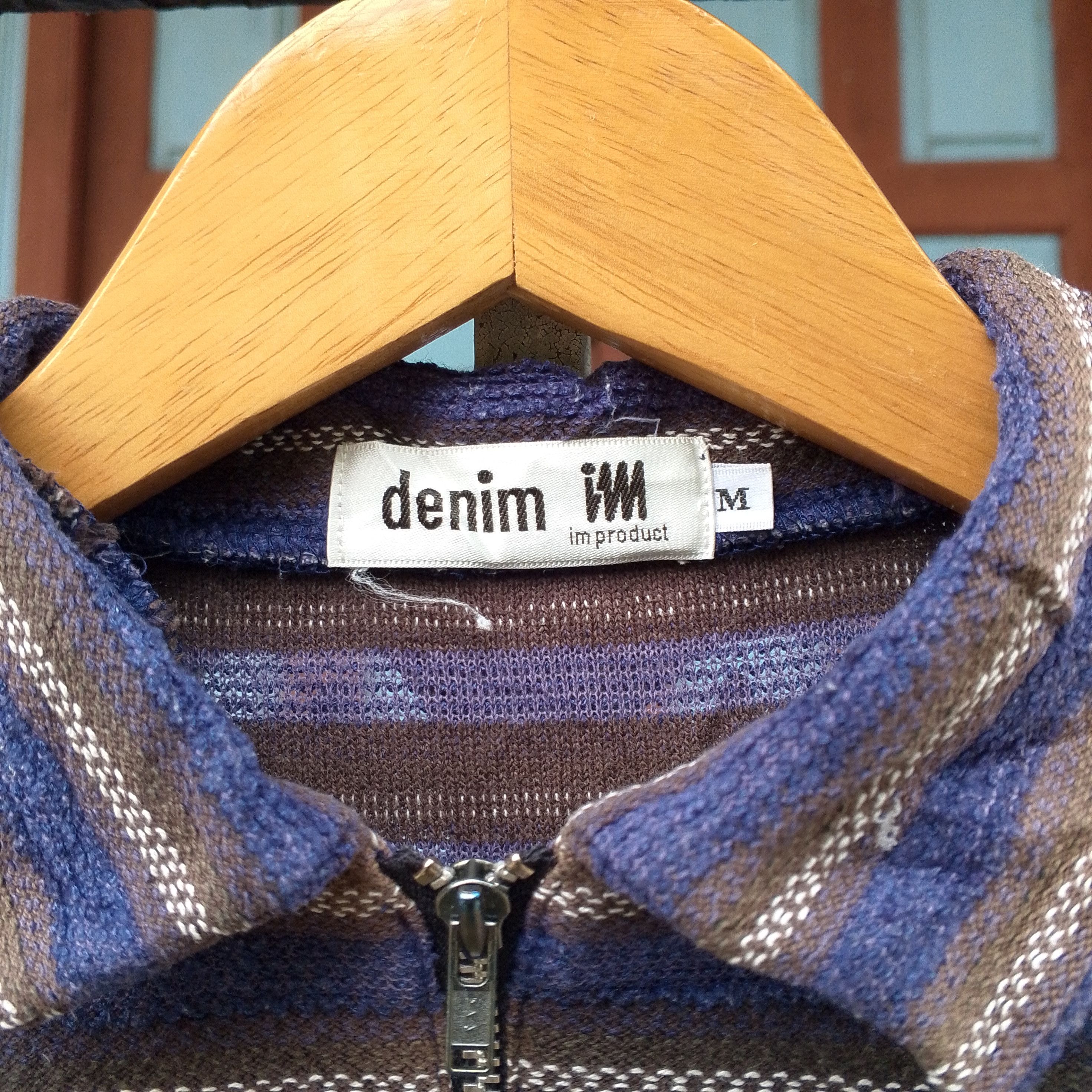 Issey Miyake Issey Miyake Denim Stripe Long Sleeve Half Zippper Size US M / EU 48-50 / 2 - 8 Thumbnail