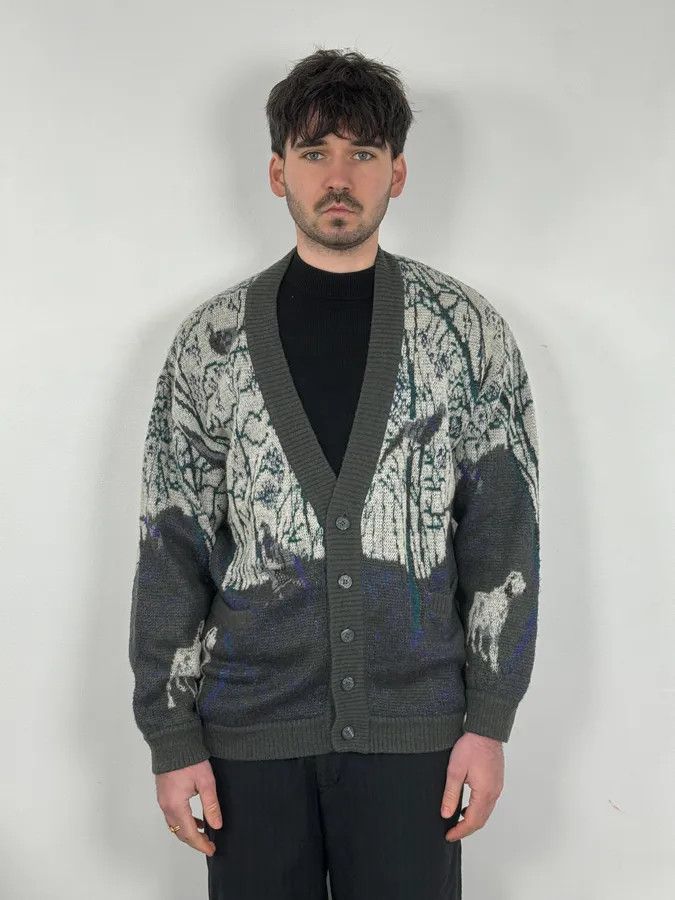 Valentino 2000s Valentino Forest Hunt Black Wool Cardigan Sweater Size US L / EU 52-54 / 3 - 2 Thumbnail
