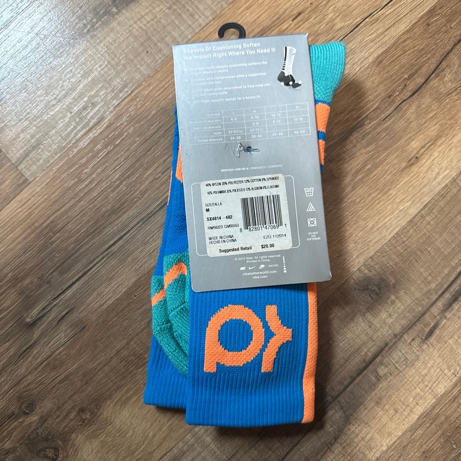 Nike 2013 Nike KD Hyper Elite Cushioned Basketball Crew Socks Size ONE SIZE - 4 Thumbnail